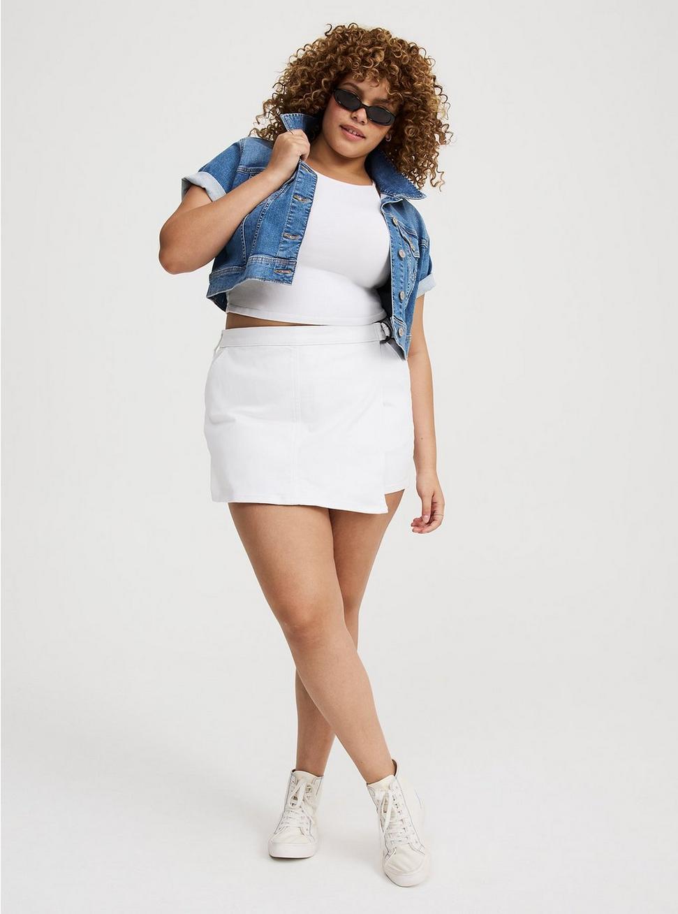 Mid-Rise Denim Skort Product Image