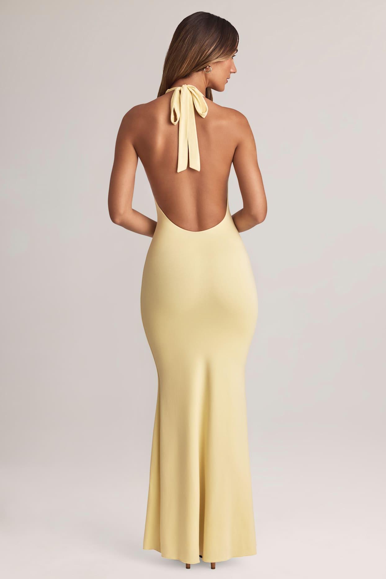 Modal Halterneck Maxi Dress in Lemon Sherbet Product Image