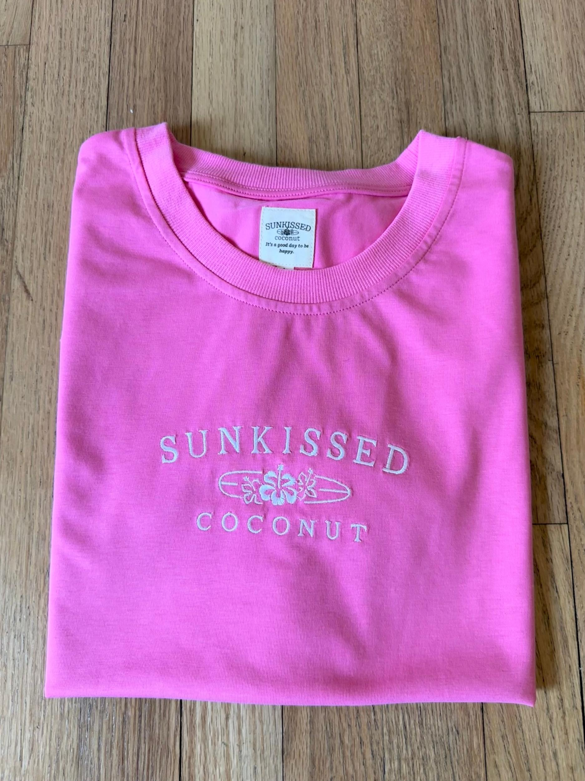 Malibu Pink Basic Watercolor Embroider Tee Product Image