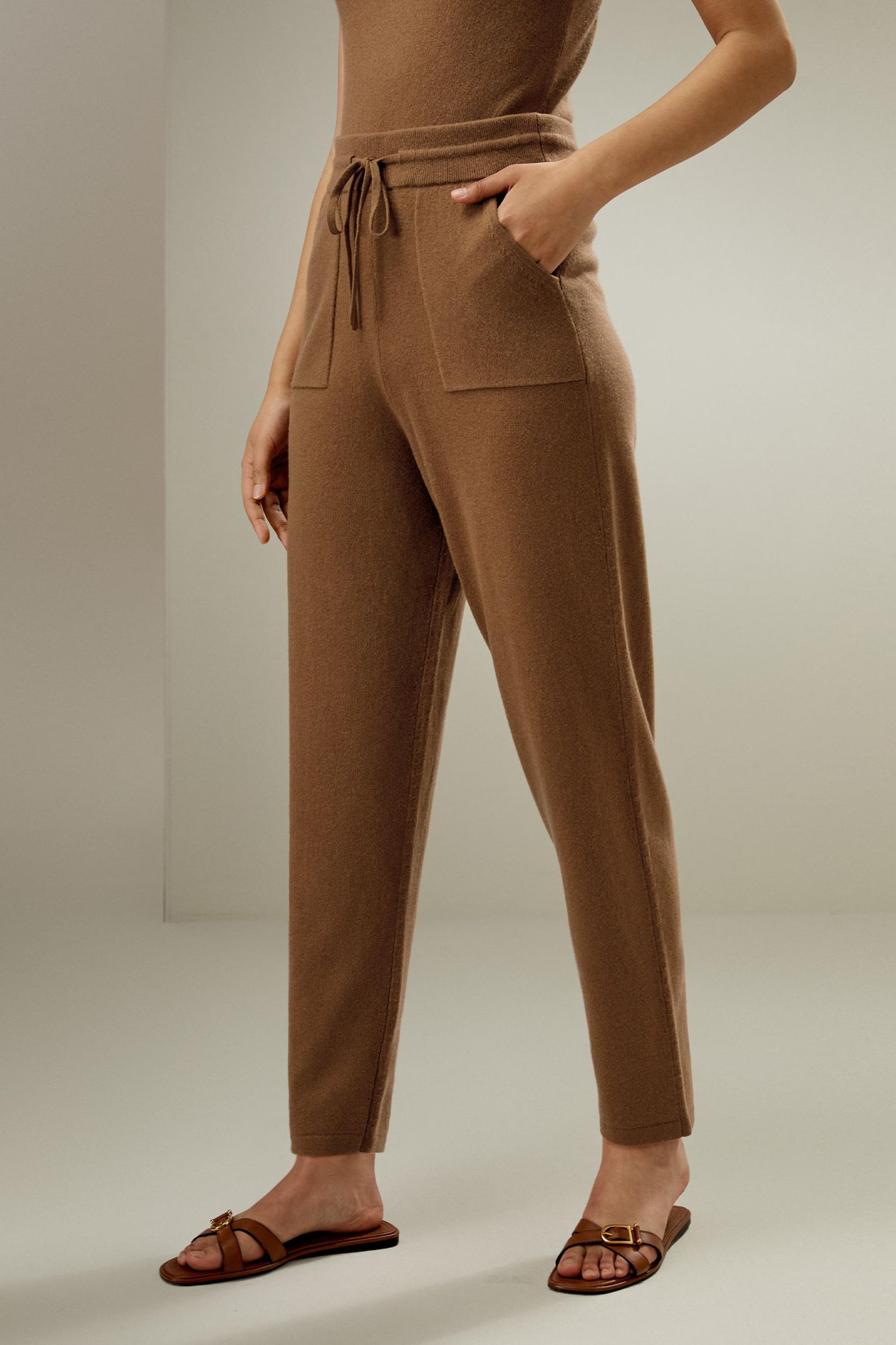 Pegged Cashmere Pants with Drawstrings Product Image
