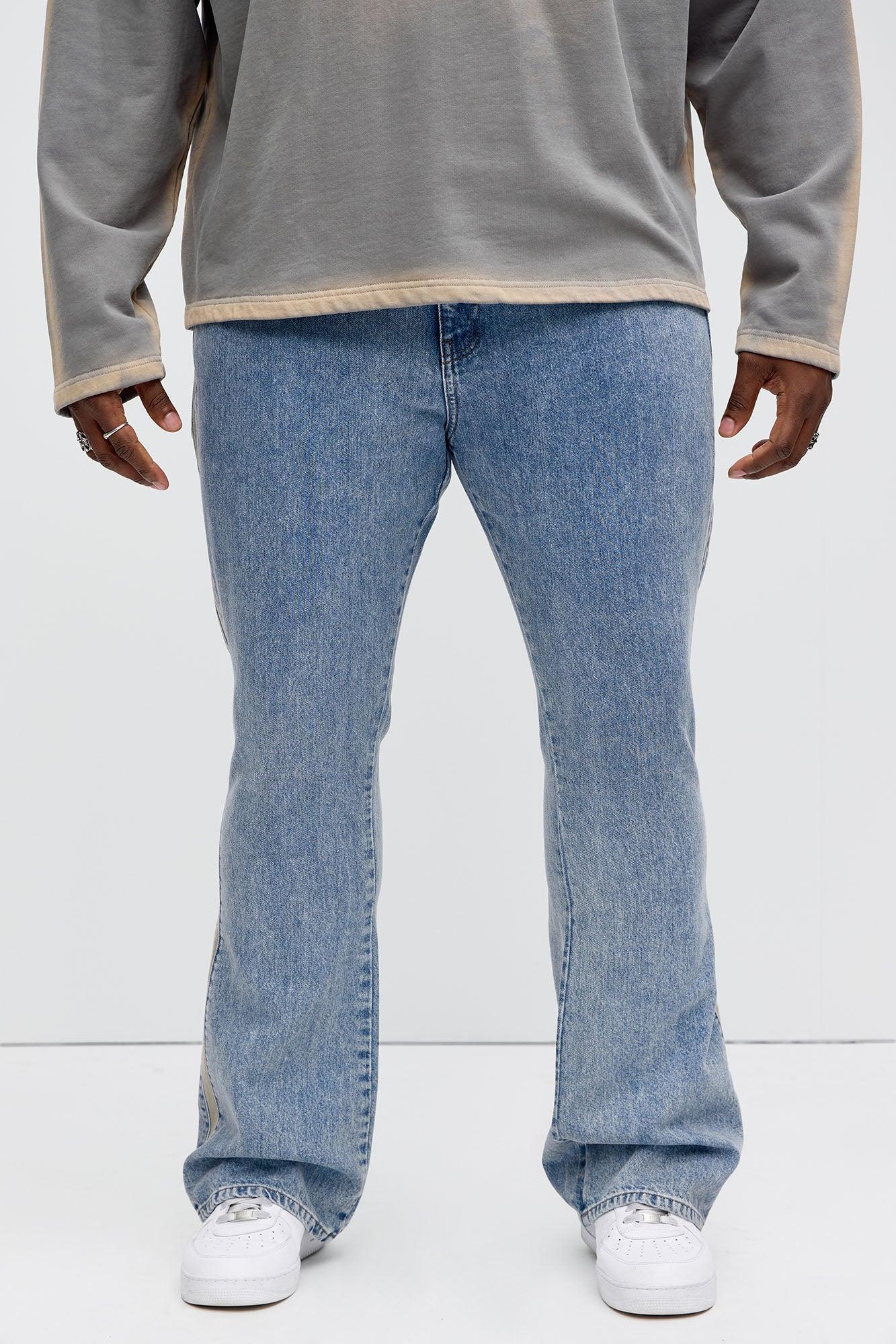 Side Stripe Stacked Slim Flare Jeans - Light Wash Product Image