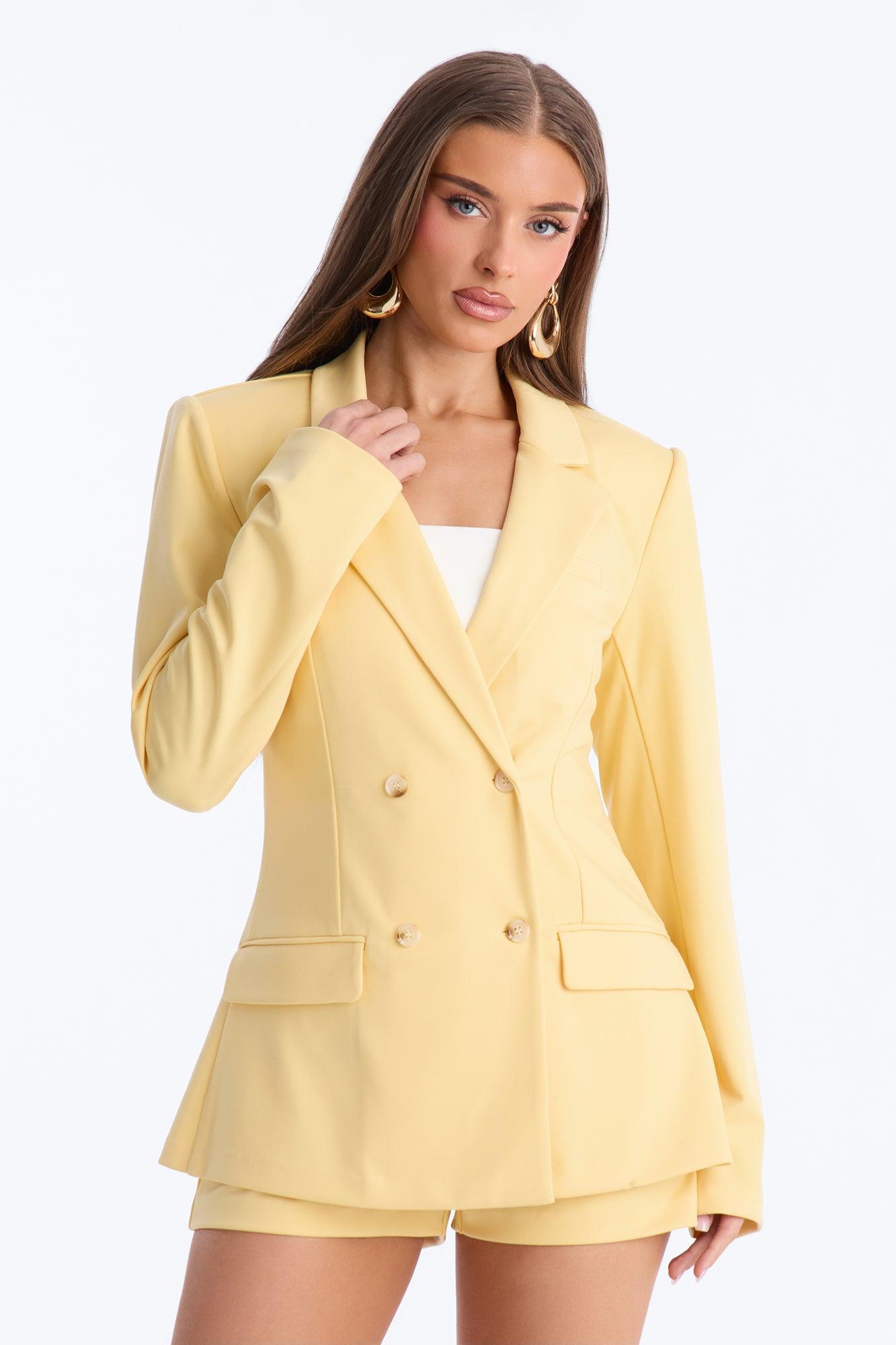 Bright Intentions Blazer Short Set - Yellow Female Product Image