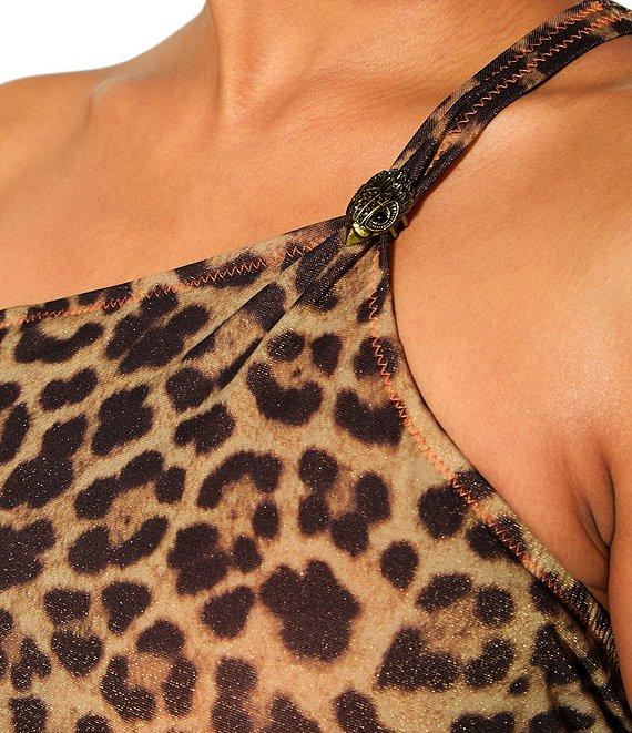 Kurt Geiger London Kensington Animal Print Asymmetrical Neck One Piece Swimsuit Product Image