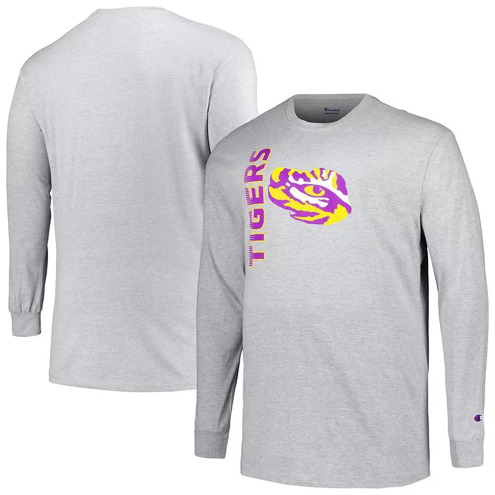 Men's Champion Heather Gray LSU Tigers Big & Tall Mascot Long Sleeve T-Shirt,  Product Image