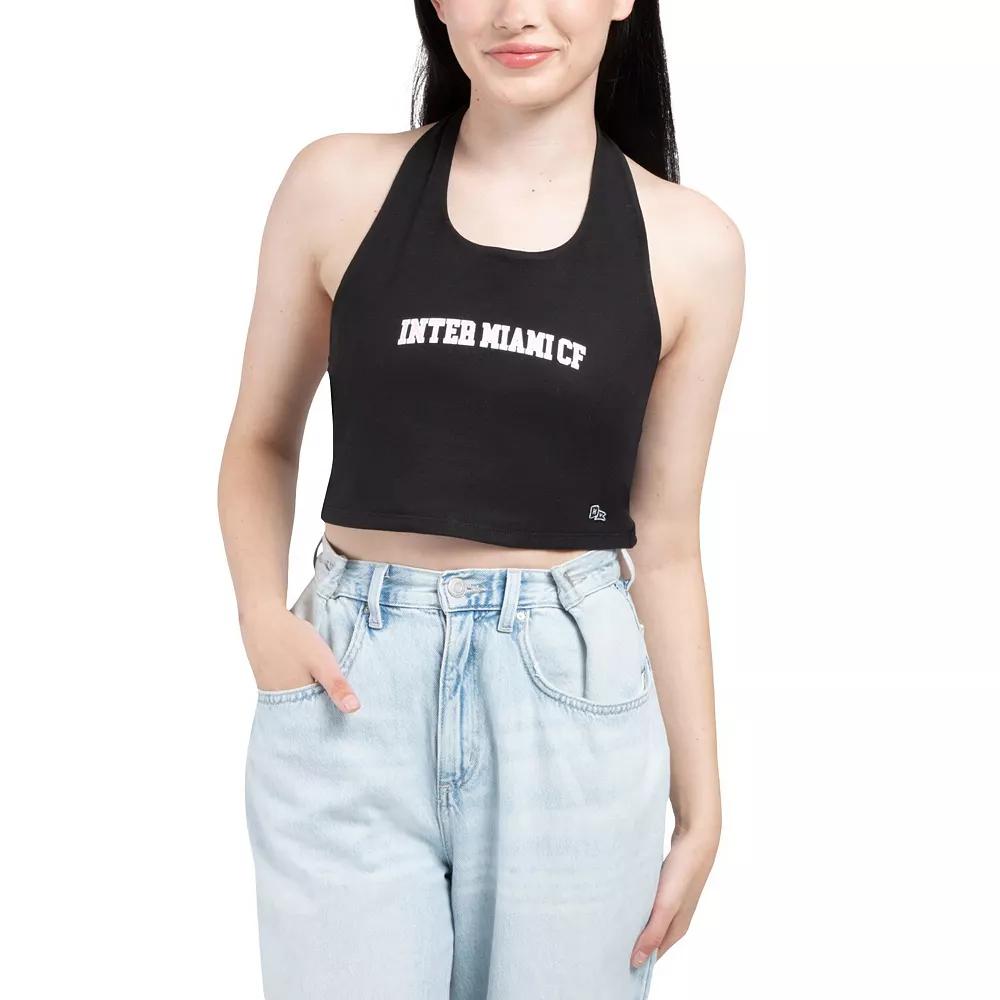 Women's Hype and Vice Black Inter Miami CF Tailgate Halter Cropped Top,  Product Image