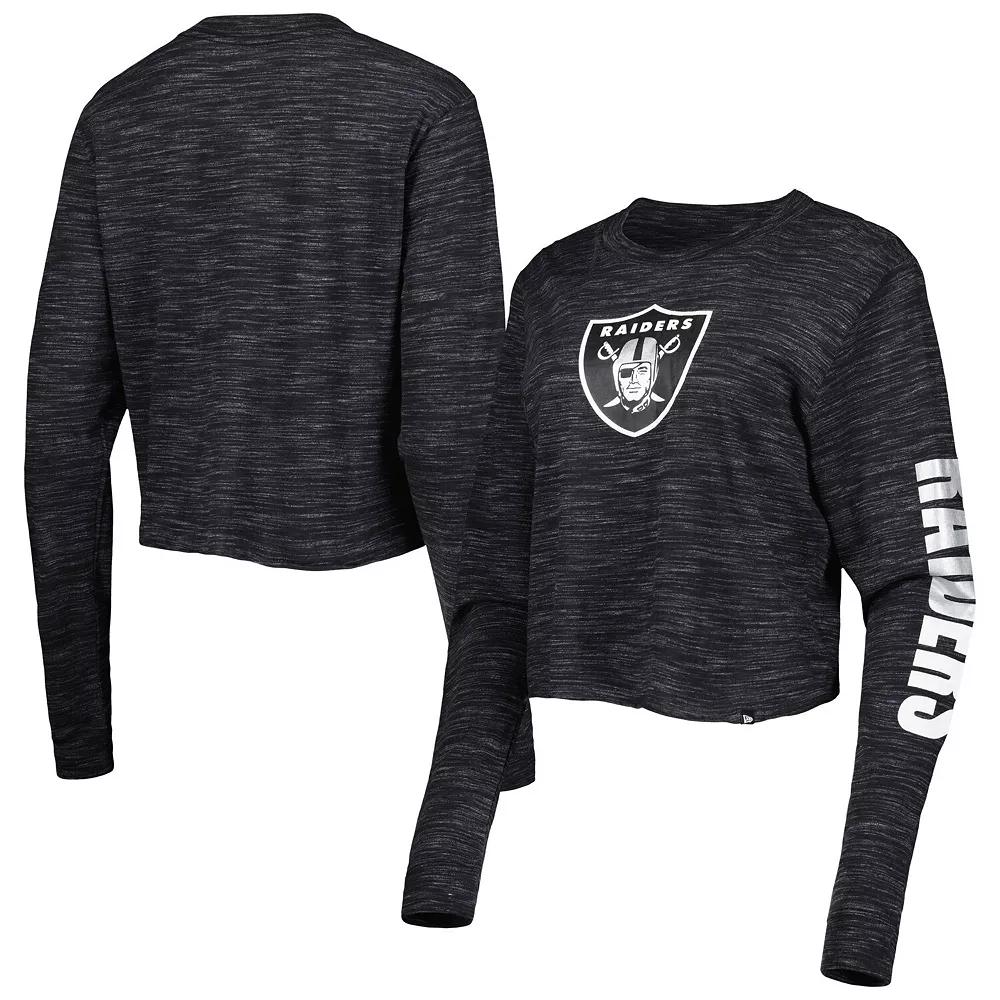 Women's New Era Black Las Vegas Raiders Crop Long Sleeve T-Shirt,  Product Image