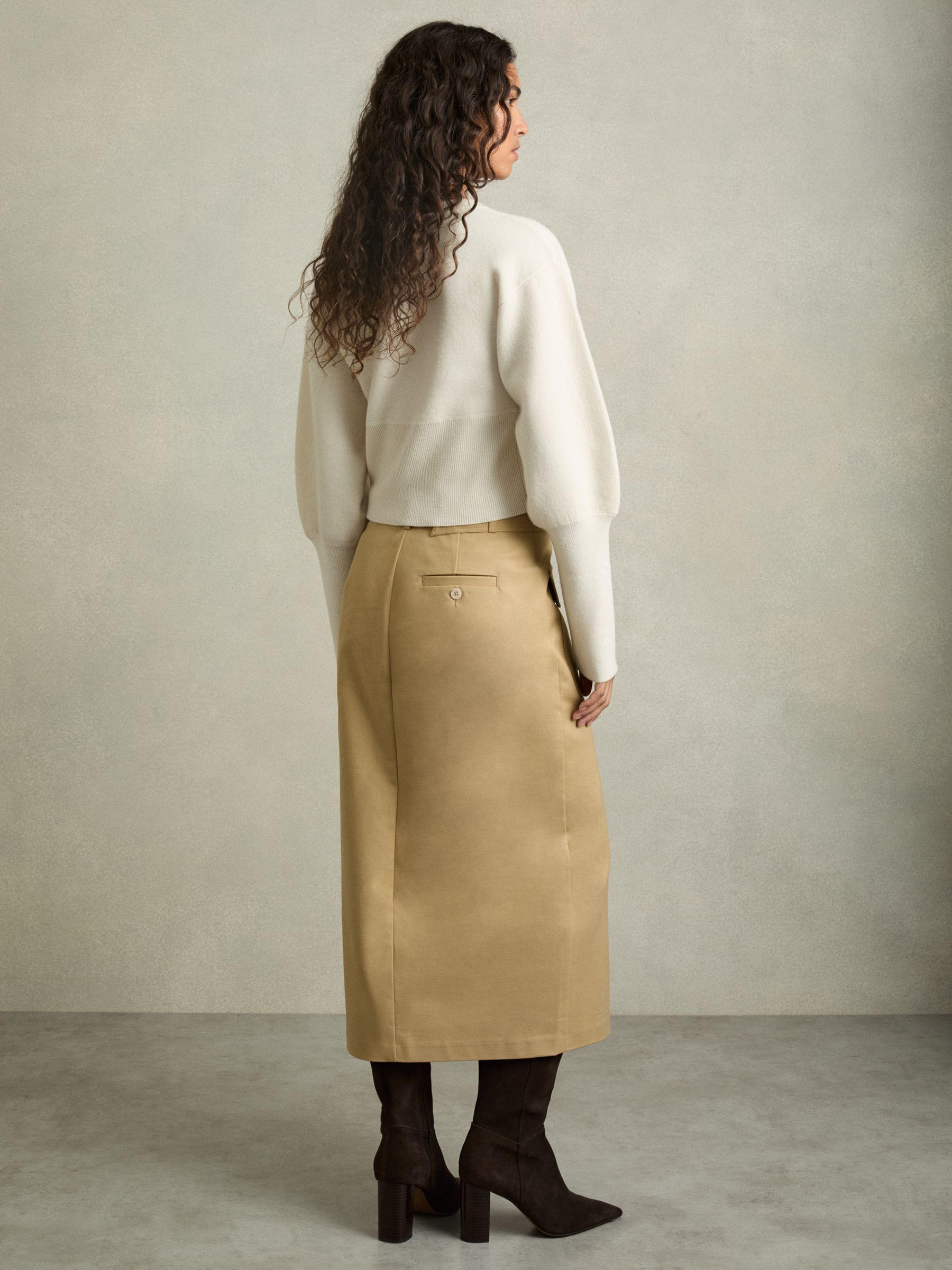Wool-Blend Balloon-Sleeve Cropped Jumper in Cream Product Image