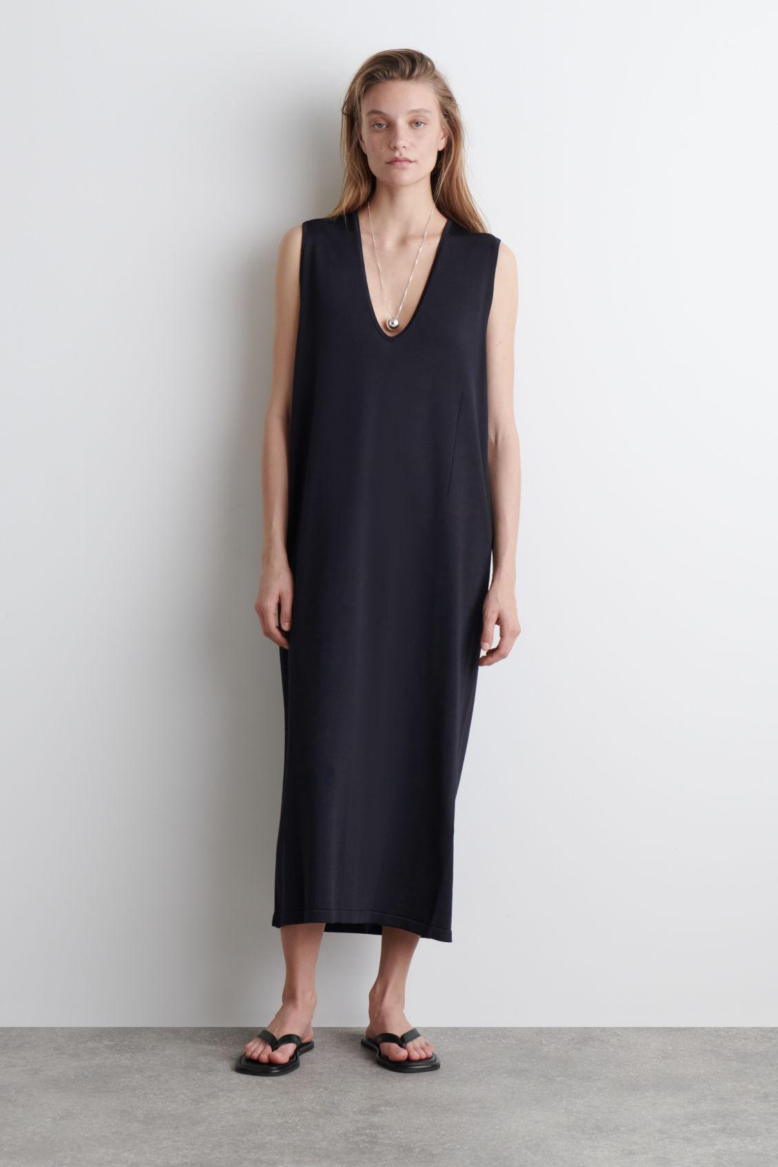 KNITTED COTTON MIDI DRESS Product Image