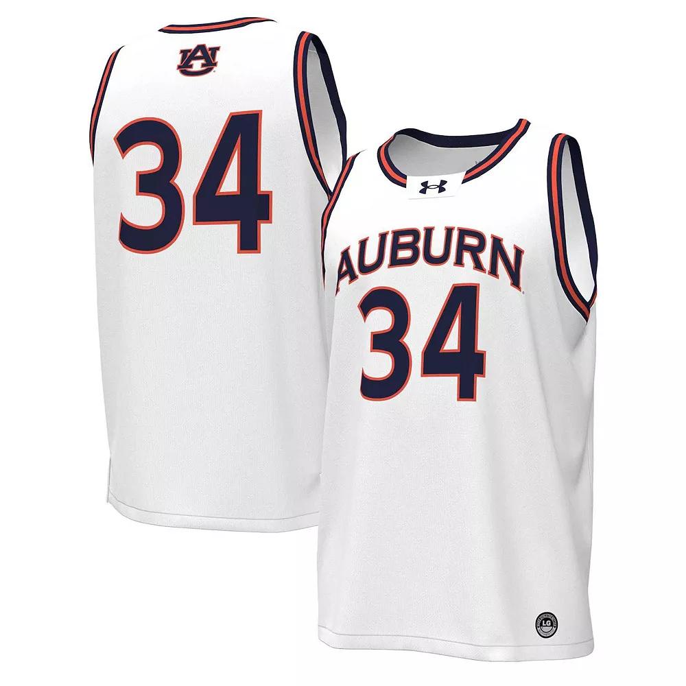 Men's Under Armour #34 White Auburn Tigers Replica Basketball Jersey, Size: Medium Product Image