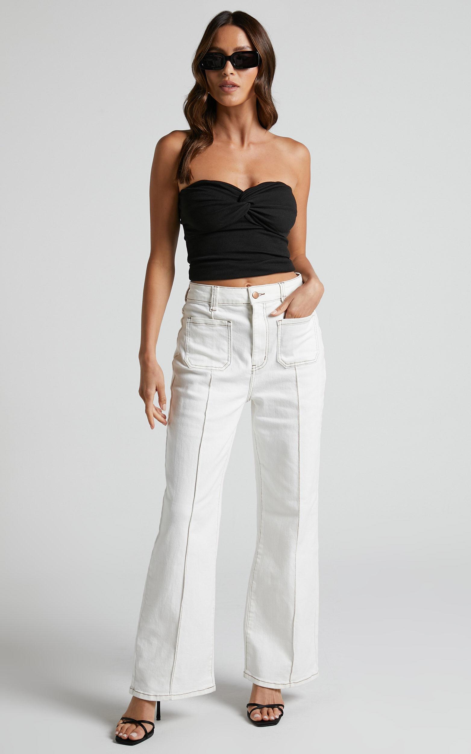 Jelena Top - Jersey Strapless Twist Front Top in Black Product Image