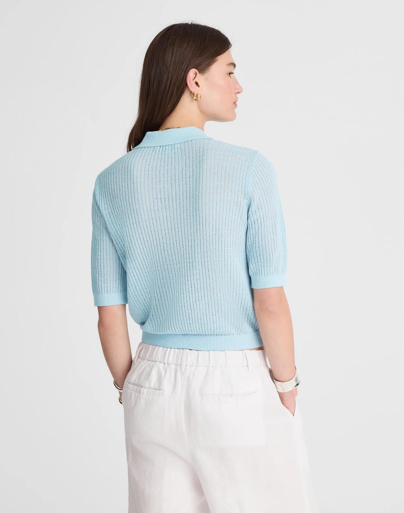 Short-Sleeve Polo Sweater Tee Product Image