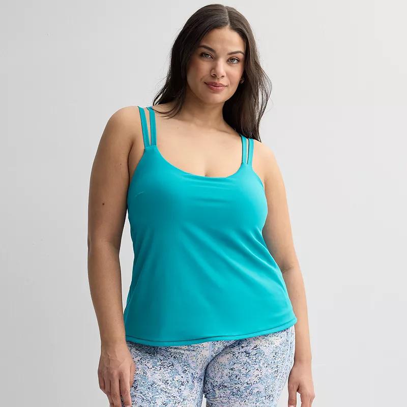 Plus Size Tek Gear® Ultrastretch Strappy Bra Tank Top, Women's, Size: 4XL, Keilani Blue Product Image