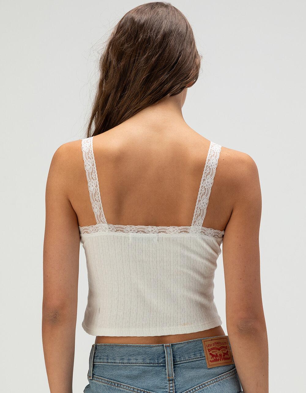 RSQ Womens Lace Trim Cami - WHITE Product Image