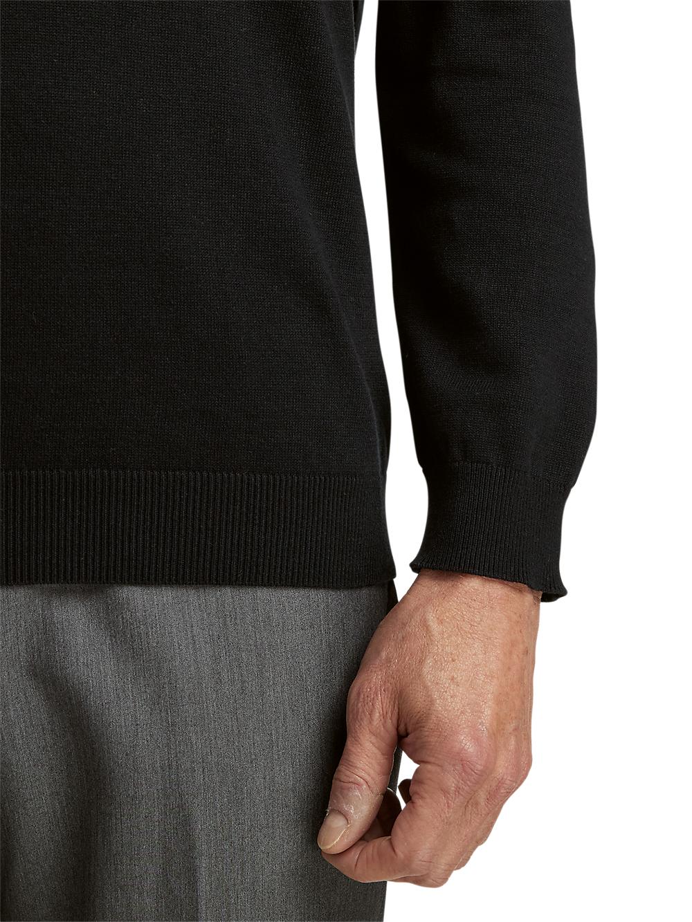 Cotton Quarter Zip Mock Neck Sweater - Burgundy Product Image