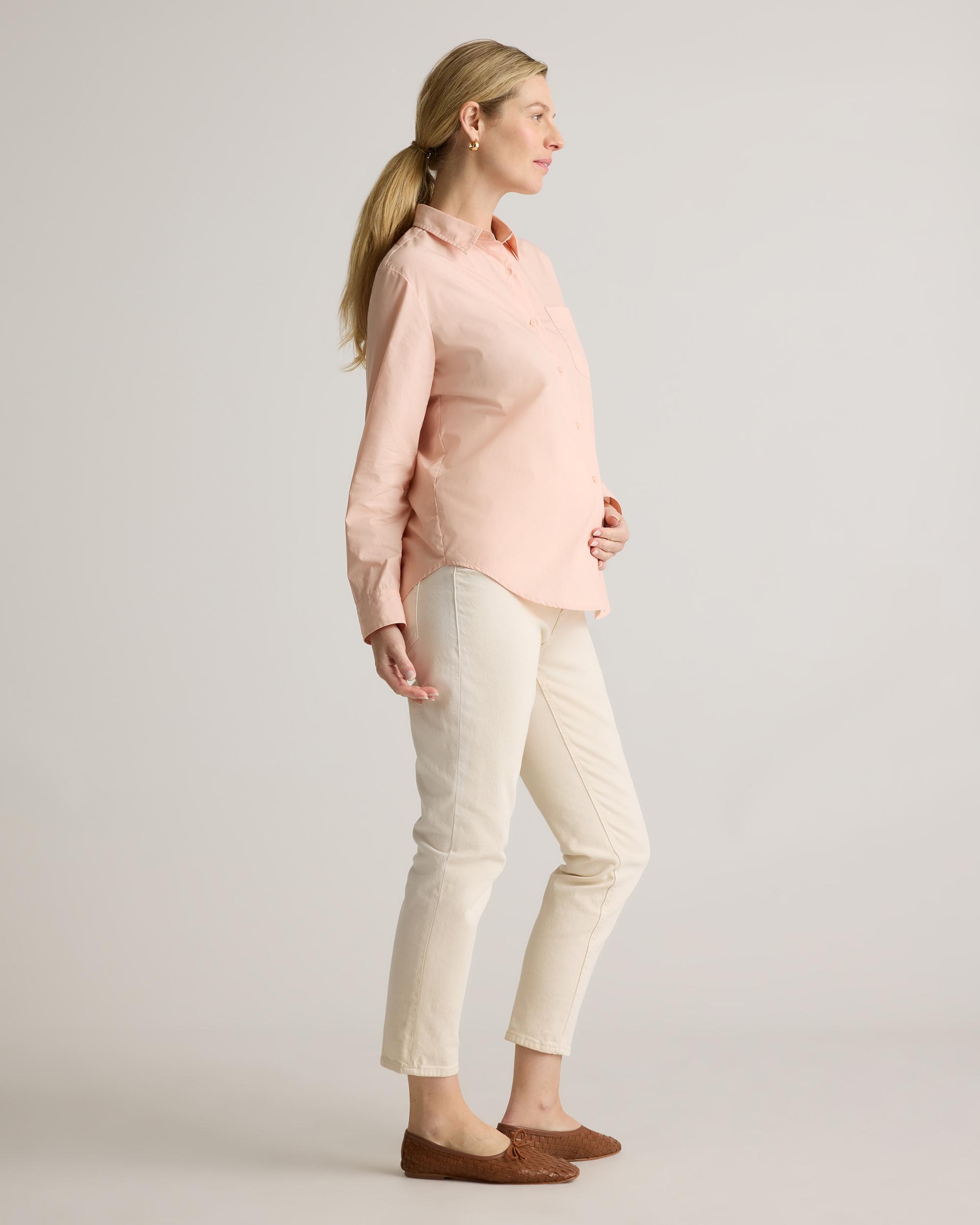 Quince | Women's Poplin Maternity Long Sleeve Shirt Organic Cotton Product Image