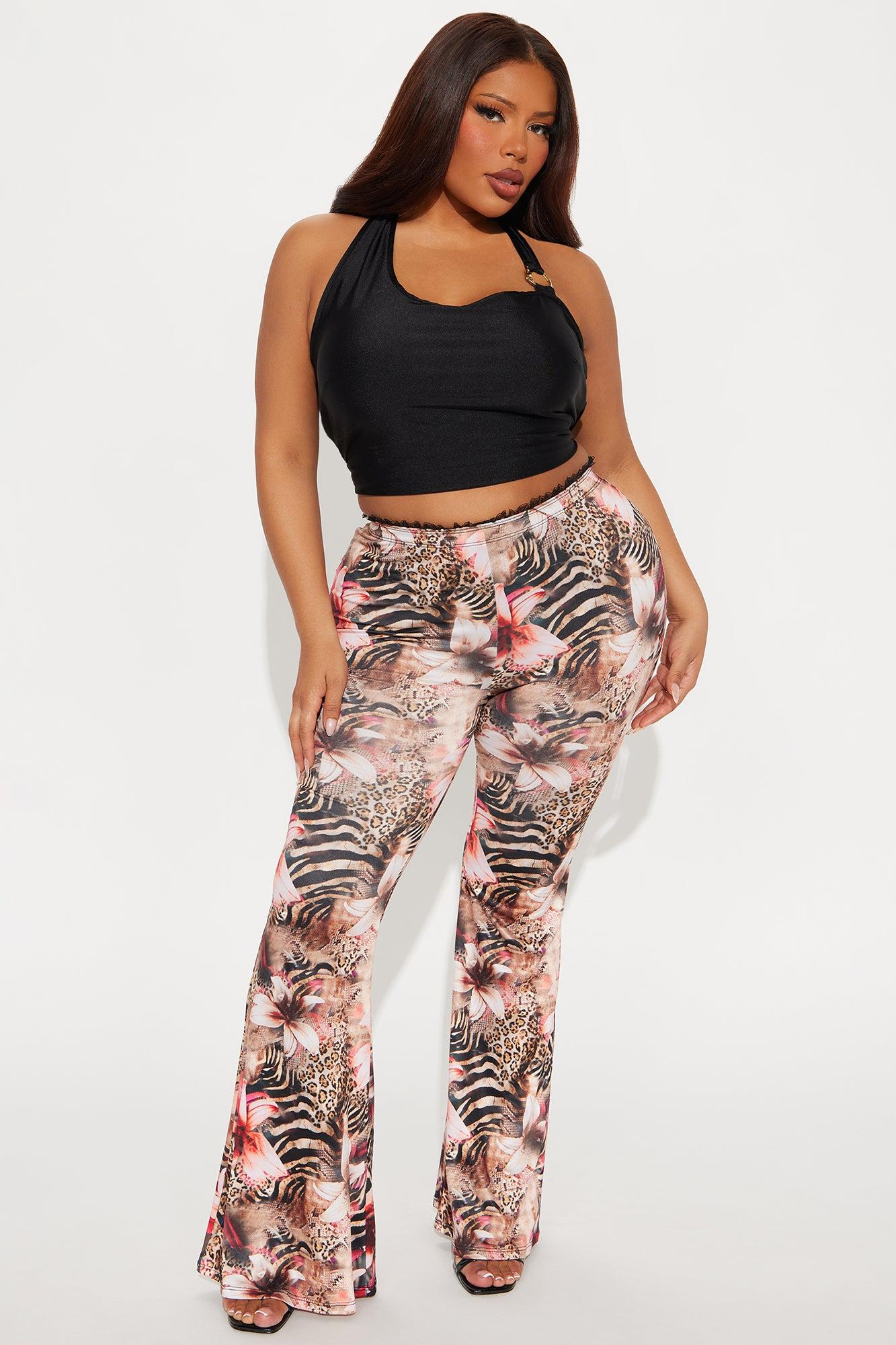 Feline Behavior Leopard Flare Pant - Mocha/combo Product Image