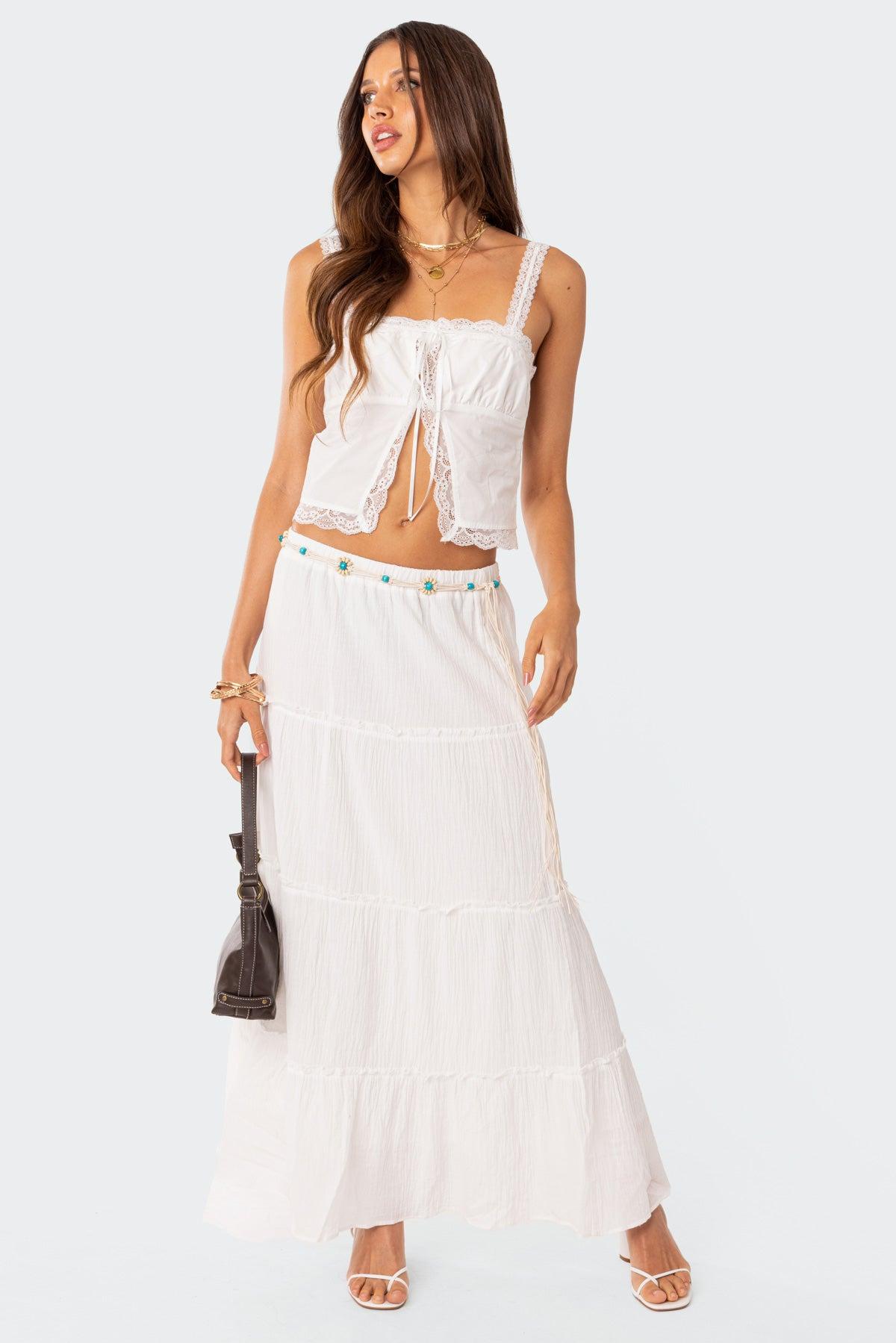 Peony Split Front Lacey Top Product Image