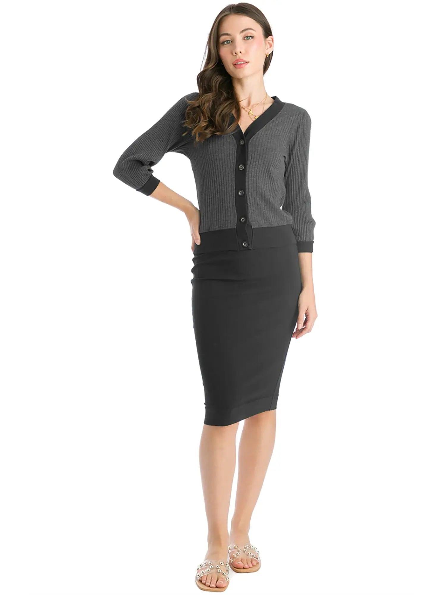 Hard Tail Wide Cut Cotton Pencil Skirt W-525 Product Image