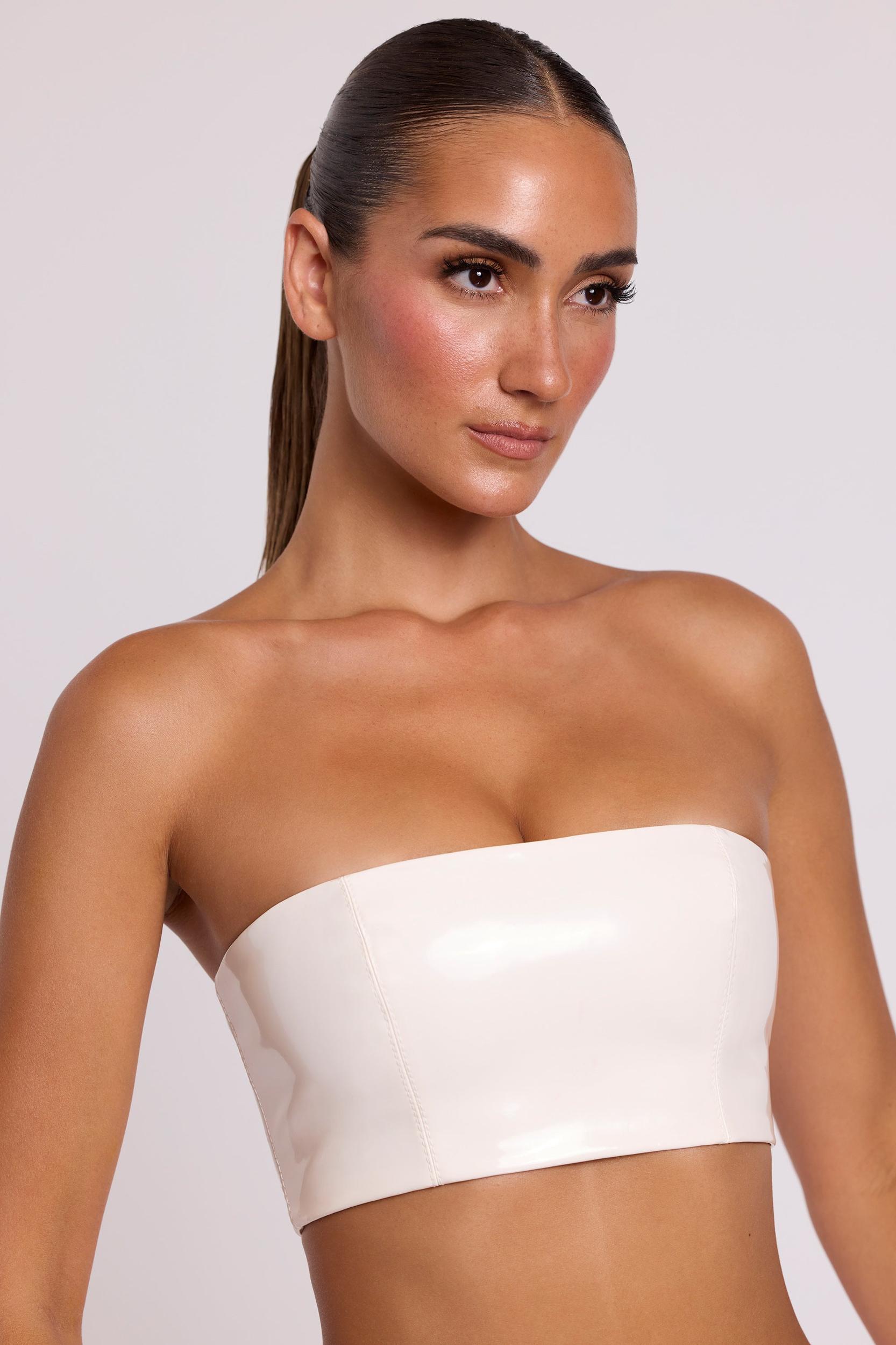 Vinyl Bandeau Bralette in White Product Image