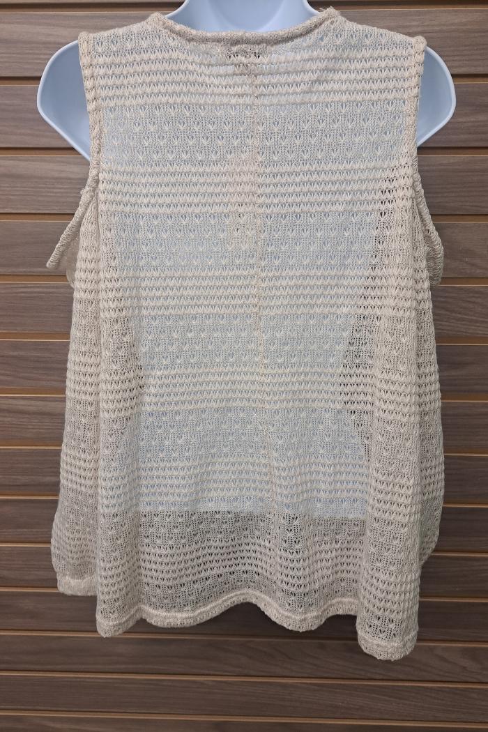 Cold shoulder tie at neck long sleeved top Product Image