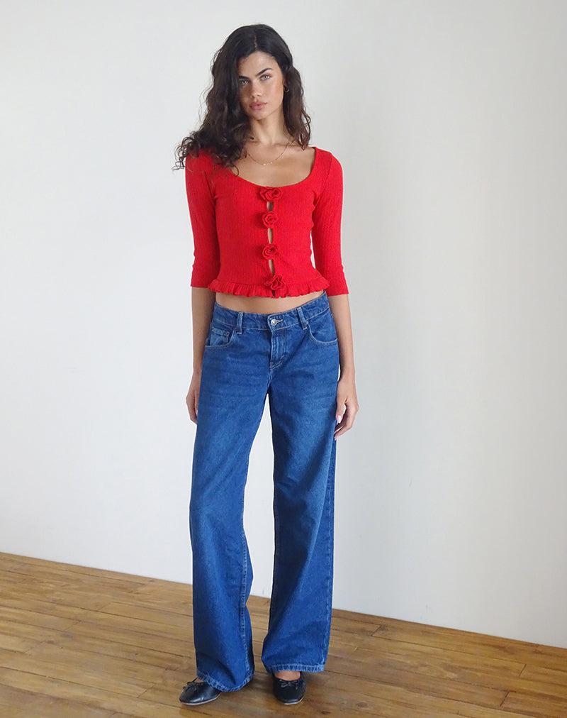 Harpan Rosette Front Top in Red Female Product Image