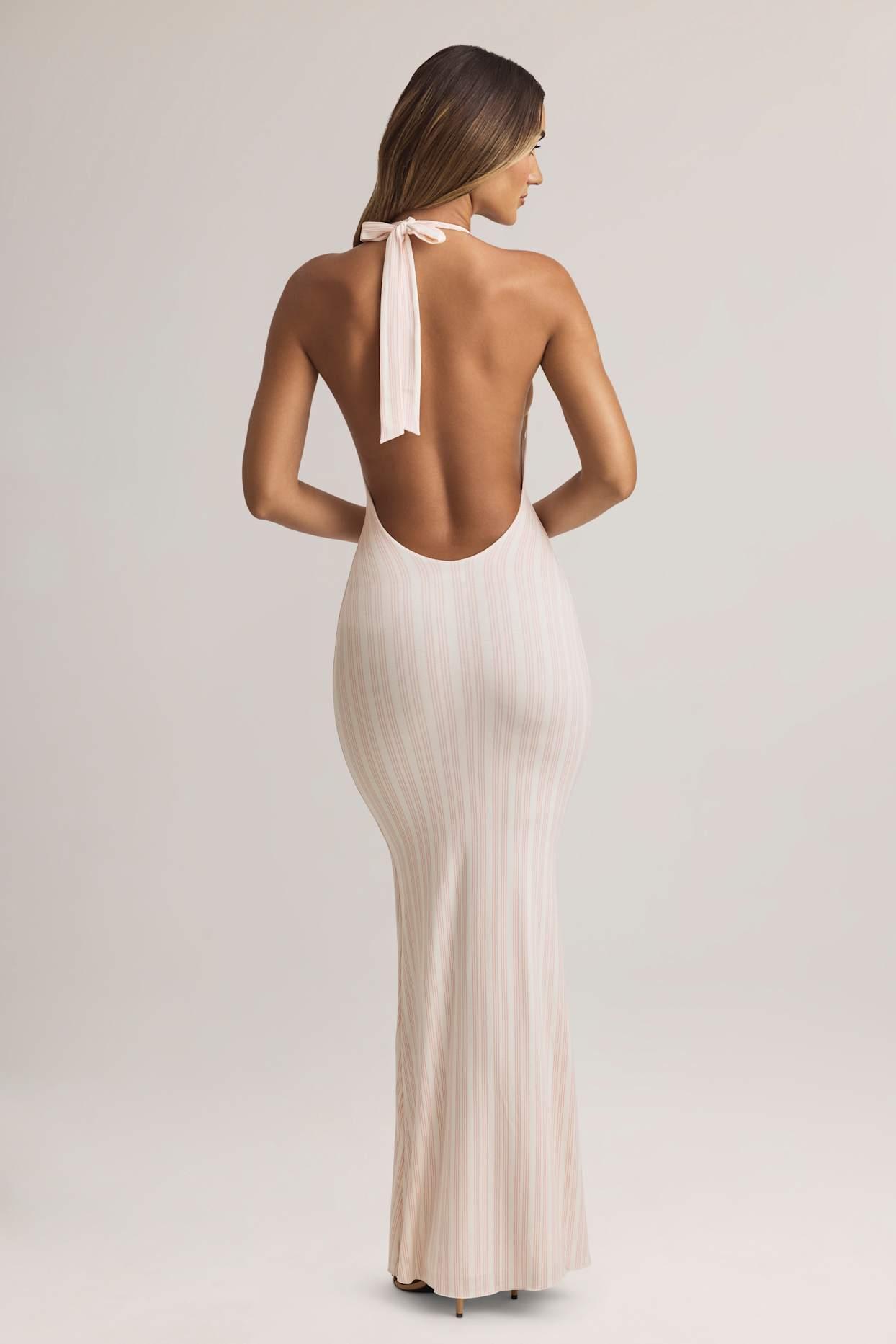 Modal Halterneck Maxi Dress in Stripe Print Product Image