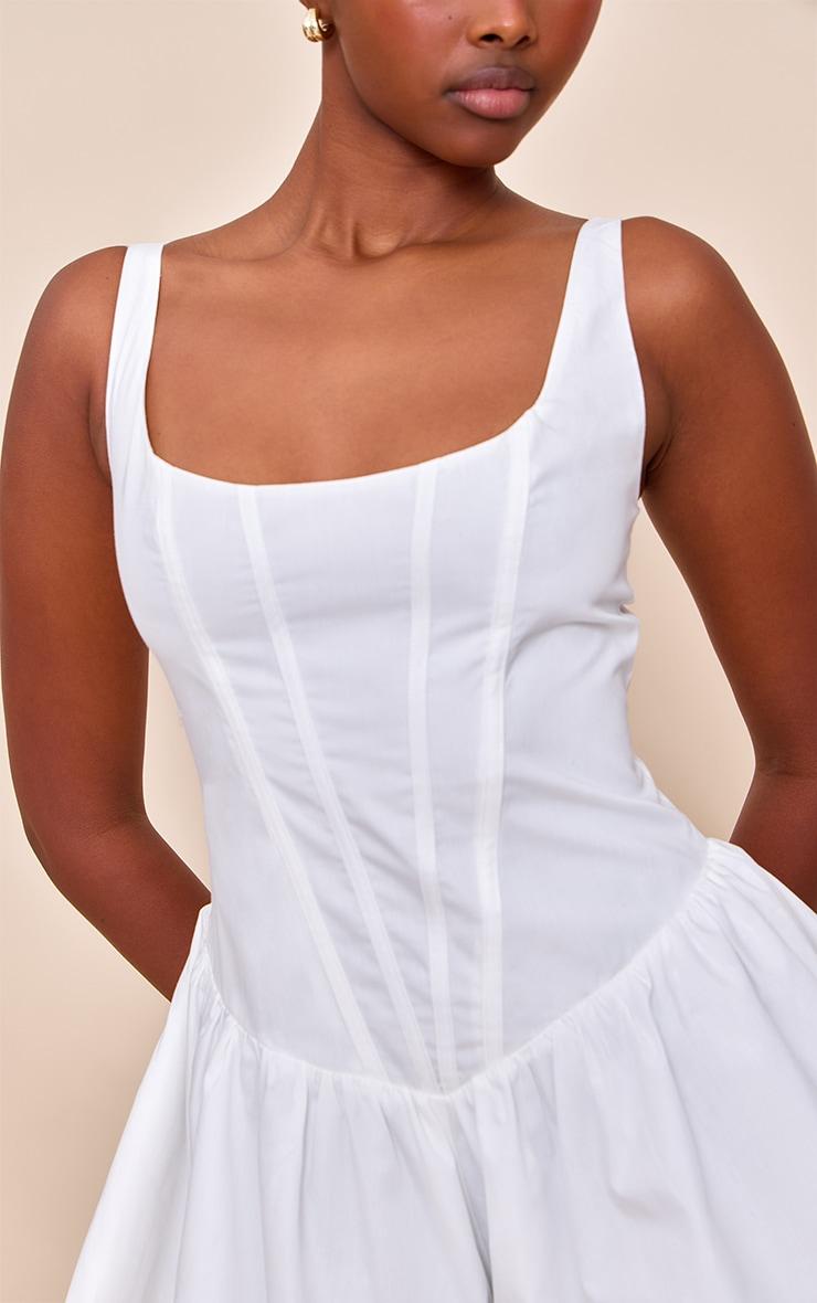 White Woven Corset Detail Floaty Romper Product Image