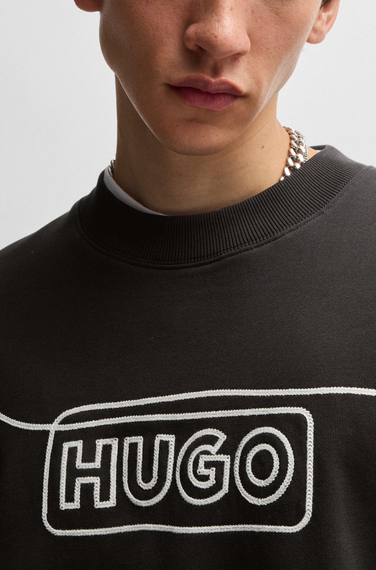 Cotton-terry sweatshirt with chain-stitch logo Product Image