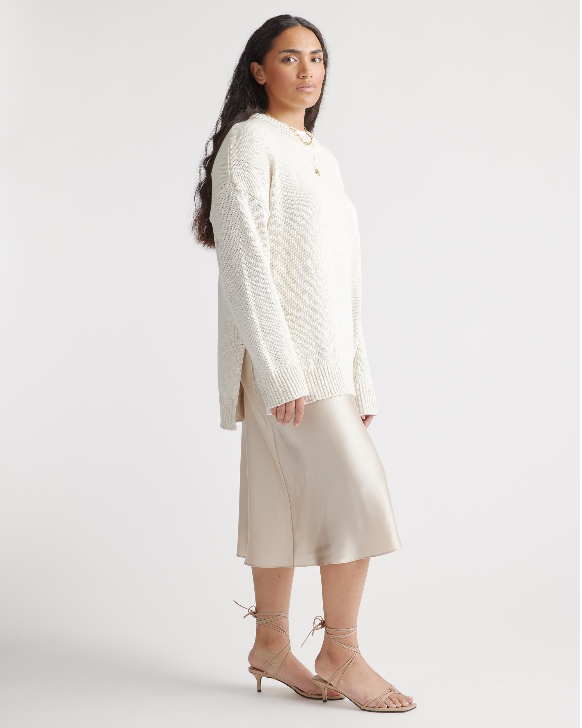 Quince | Women's Cotton Linen OverSized Crew Sweater Product Image