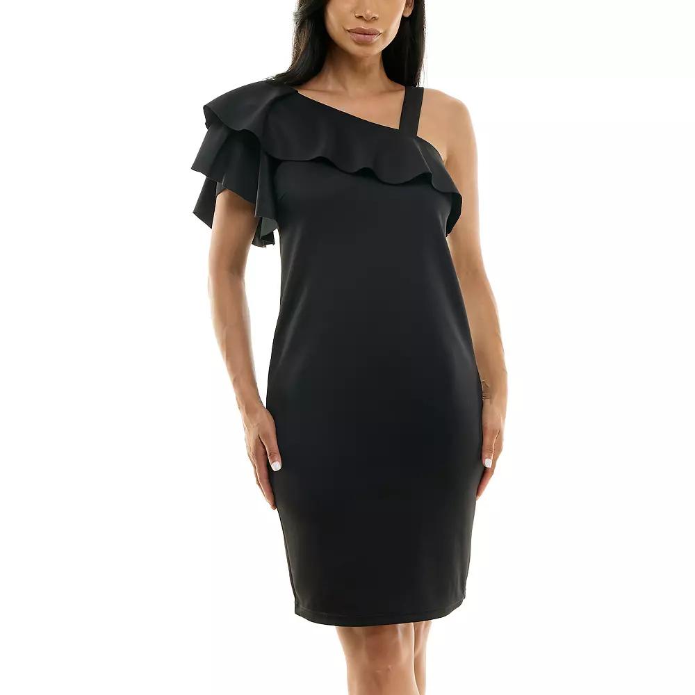 Women's Nina Leonard One-Shoulder Ruffled Dress,  Product Image