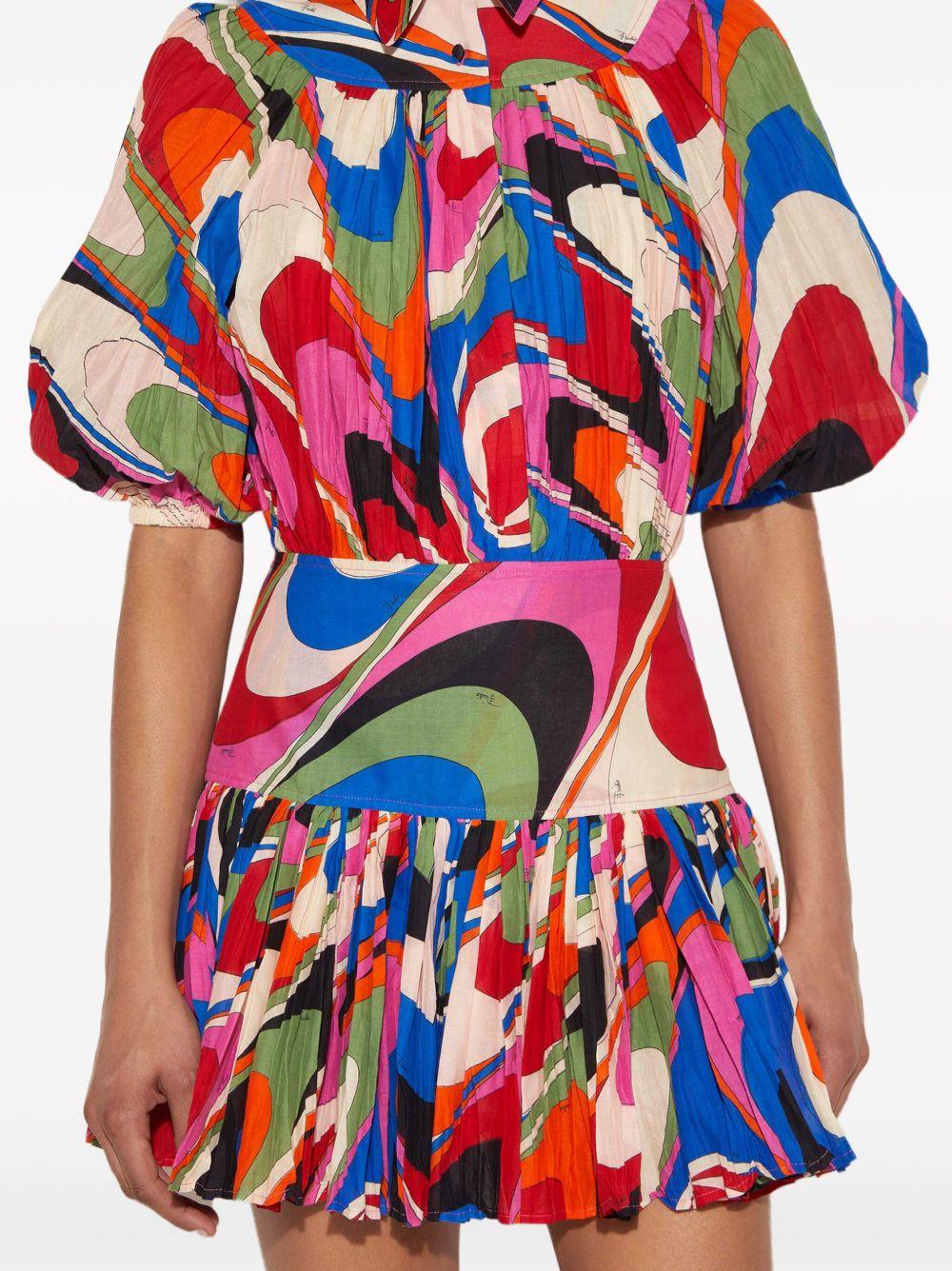 abstract print gathered minidress Product Image