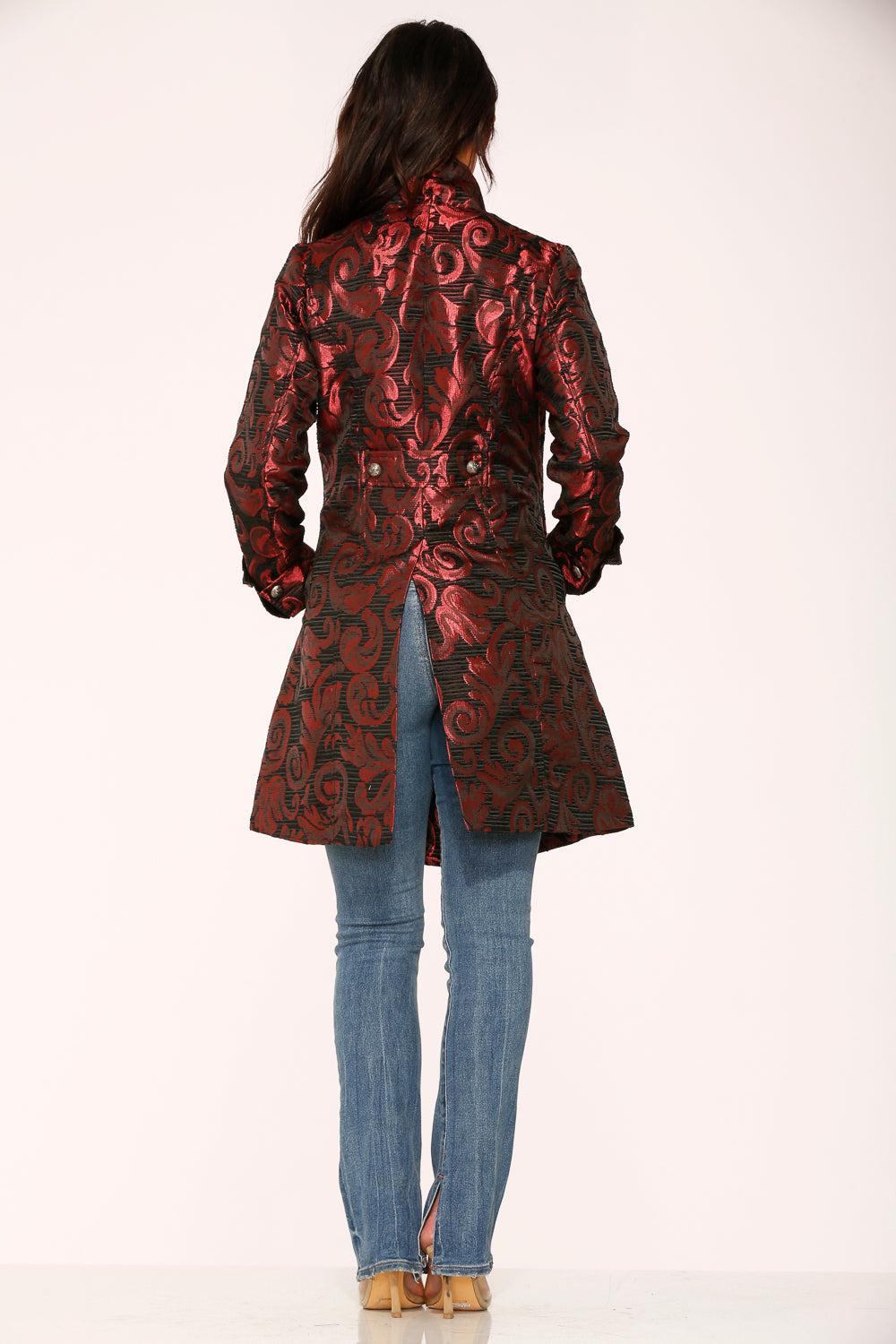 Red Brocade Women's Coat Female Product Image