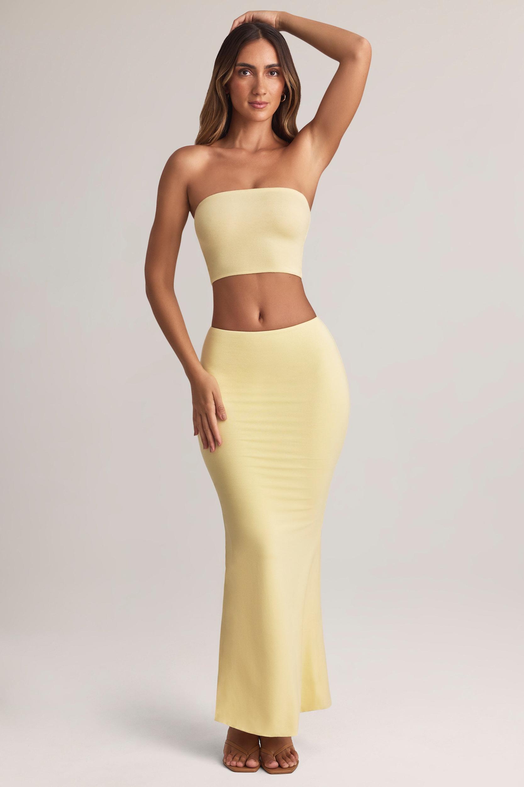 Modal Mid-Rise Maxi Skirt in Lemon Sherbet Product Image