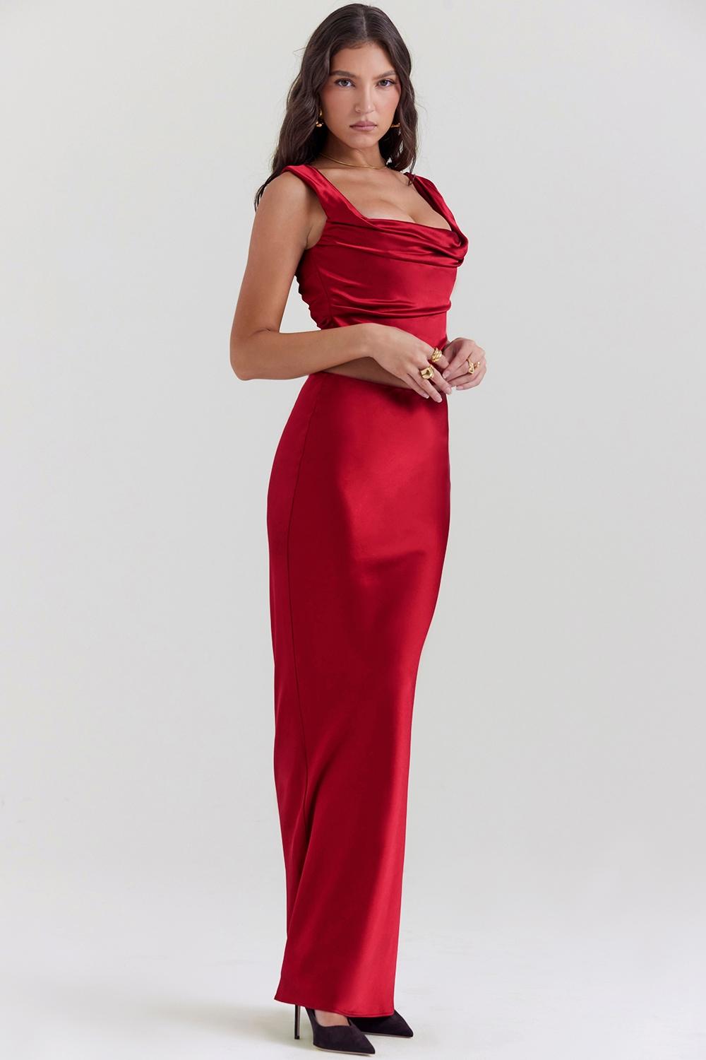 Sydel  ruby satin bias cut maxi skirt Product Image