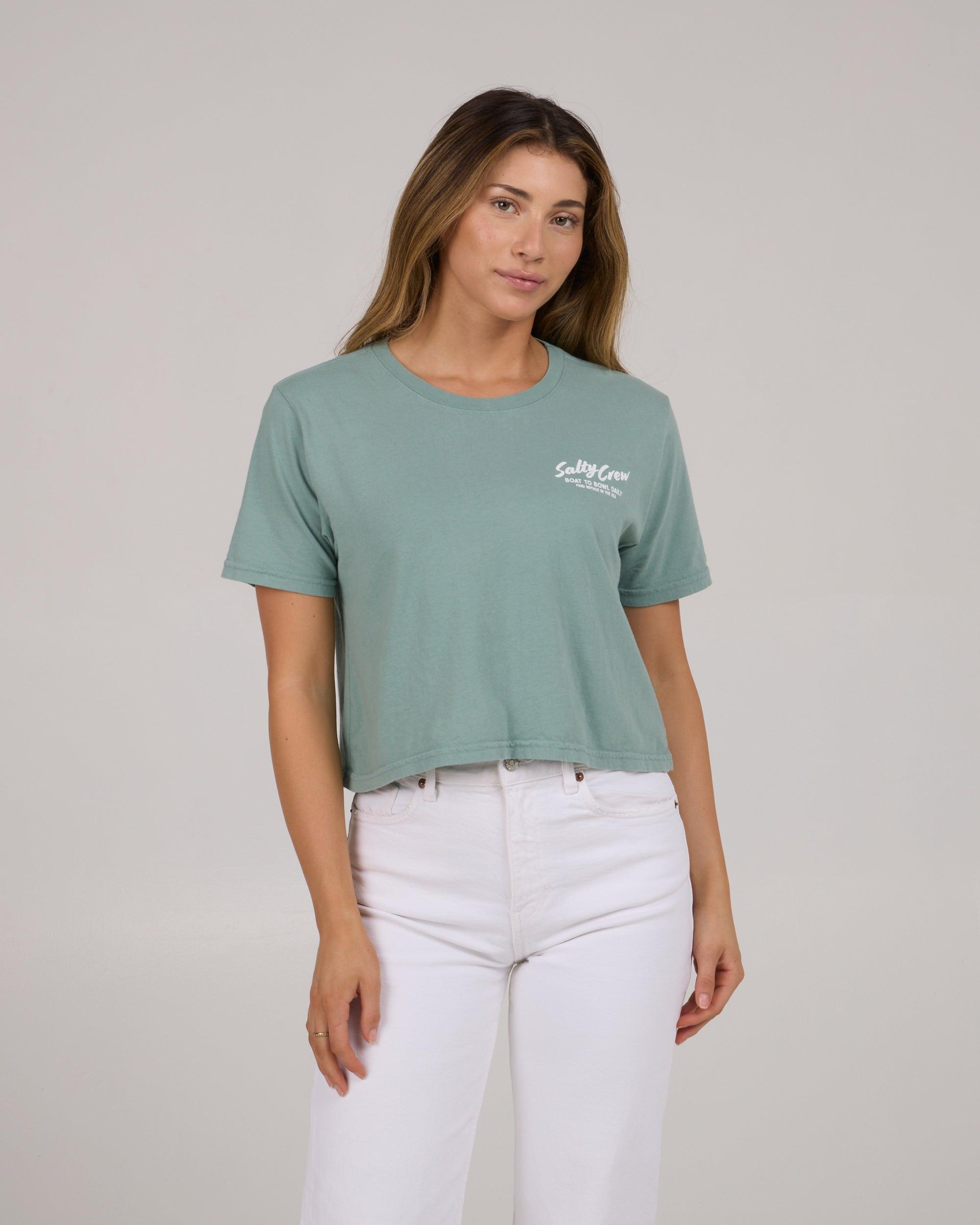 Fish Bowl Crop Tee - Sage Female Product Image