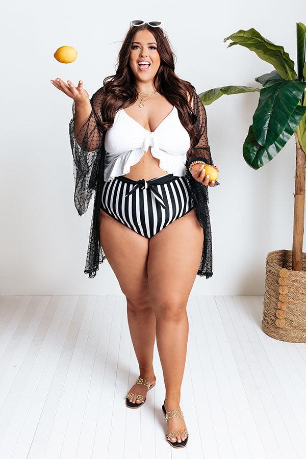 Sitting Starboard High Waist Reversible Bikini Bottoms Curves Product Image