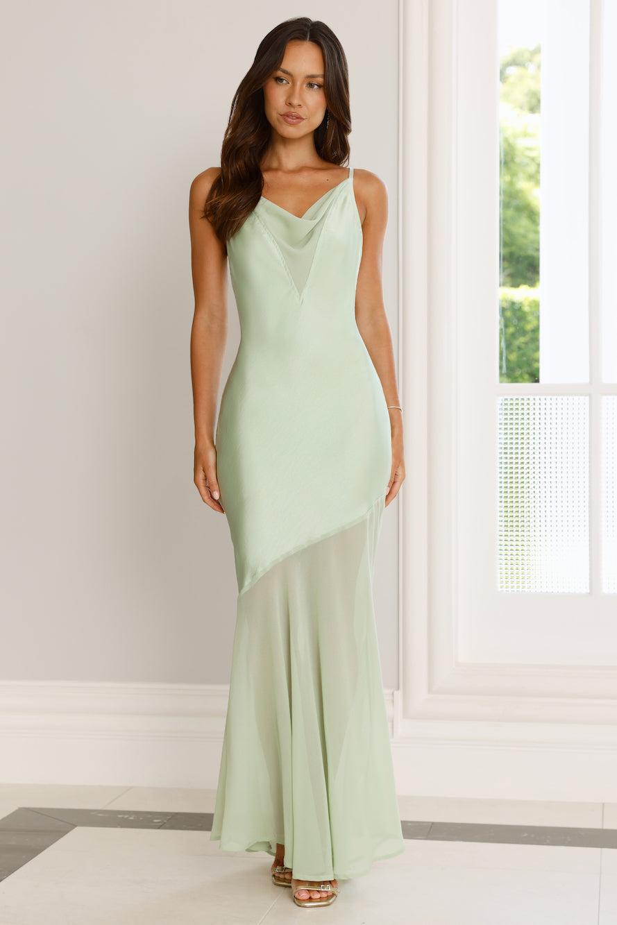 Elegant Simplicity Satin Maxi Dress Sage Product Image