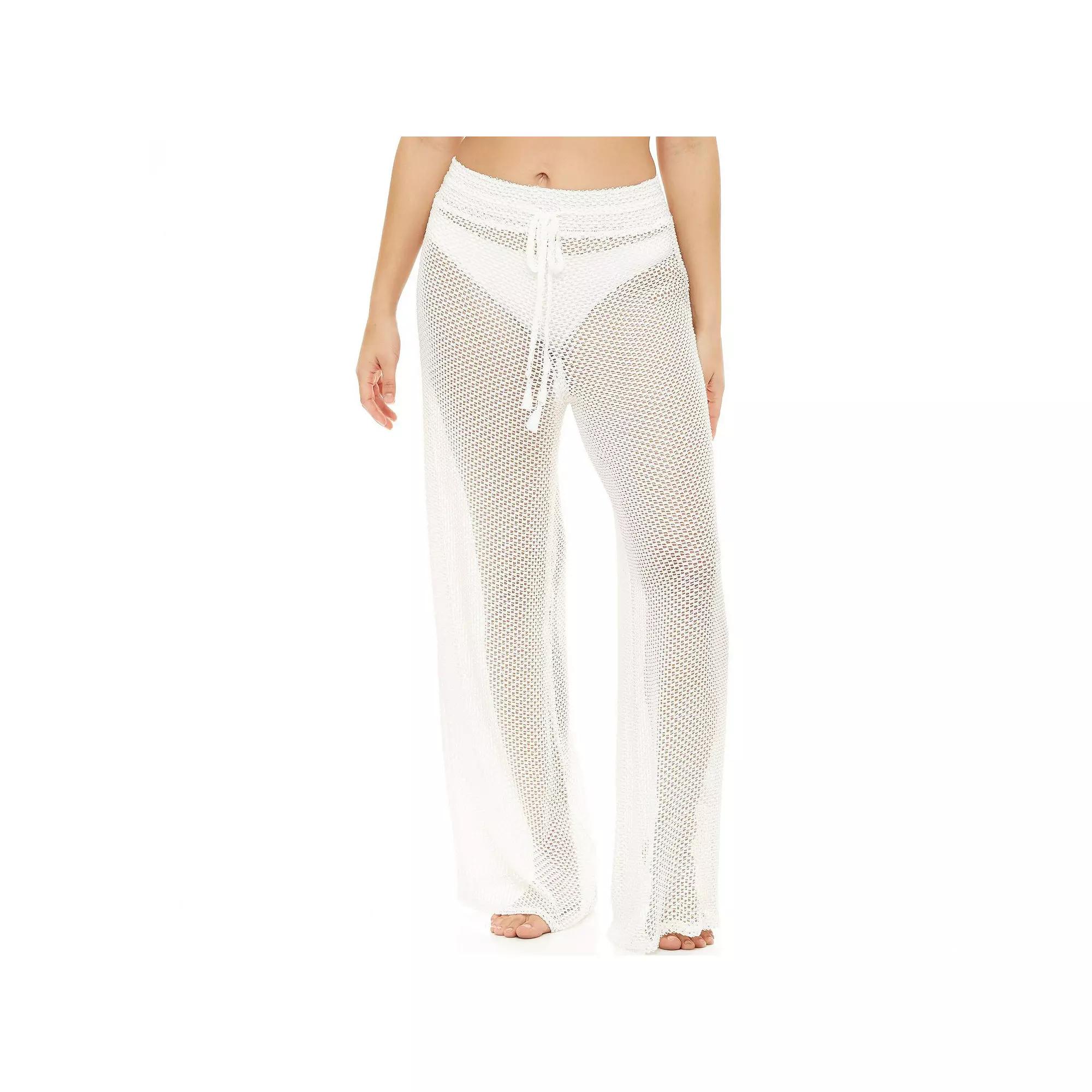 Women's Jordan Taylor Tassel-Trim Swim Cover-Up Pants, Size: Small, White Product Image