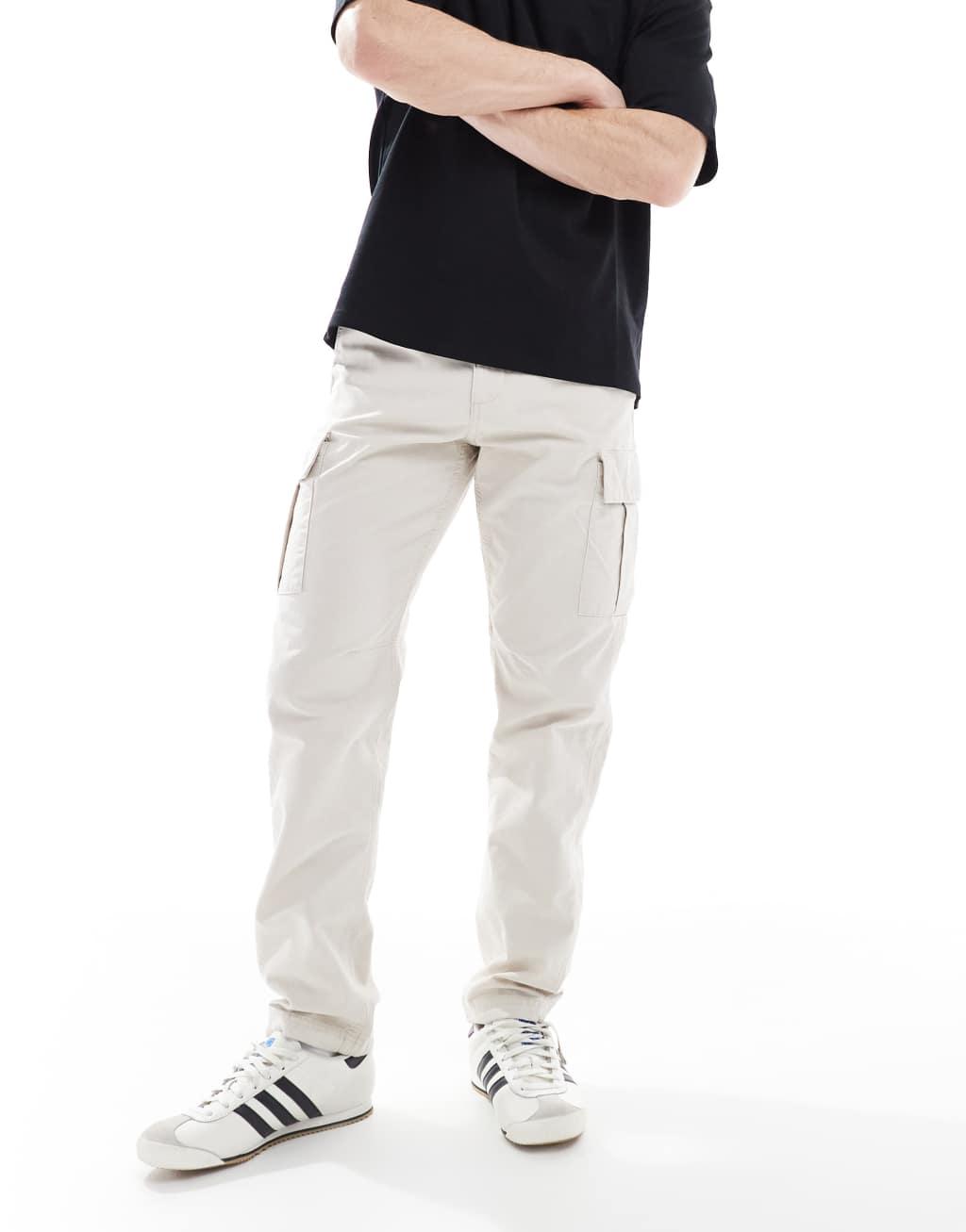Jack & Jones loose fit cargo pants in beige  Product Image