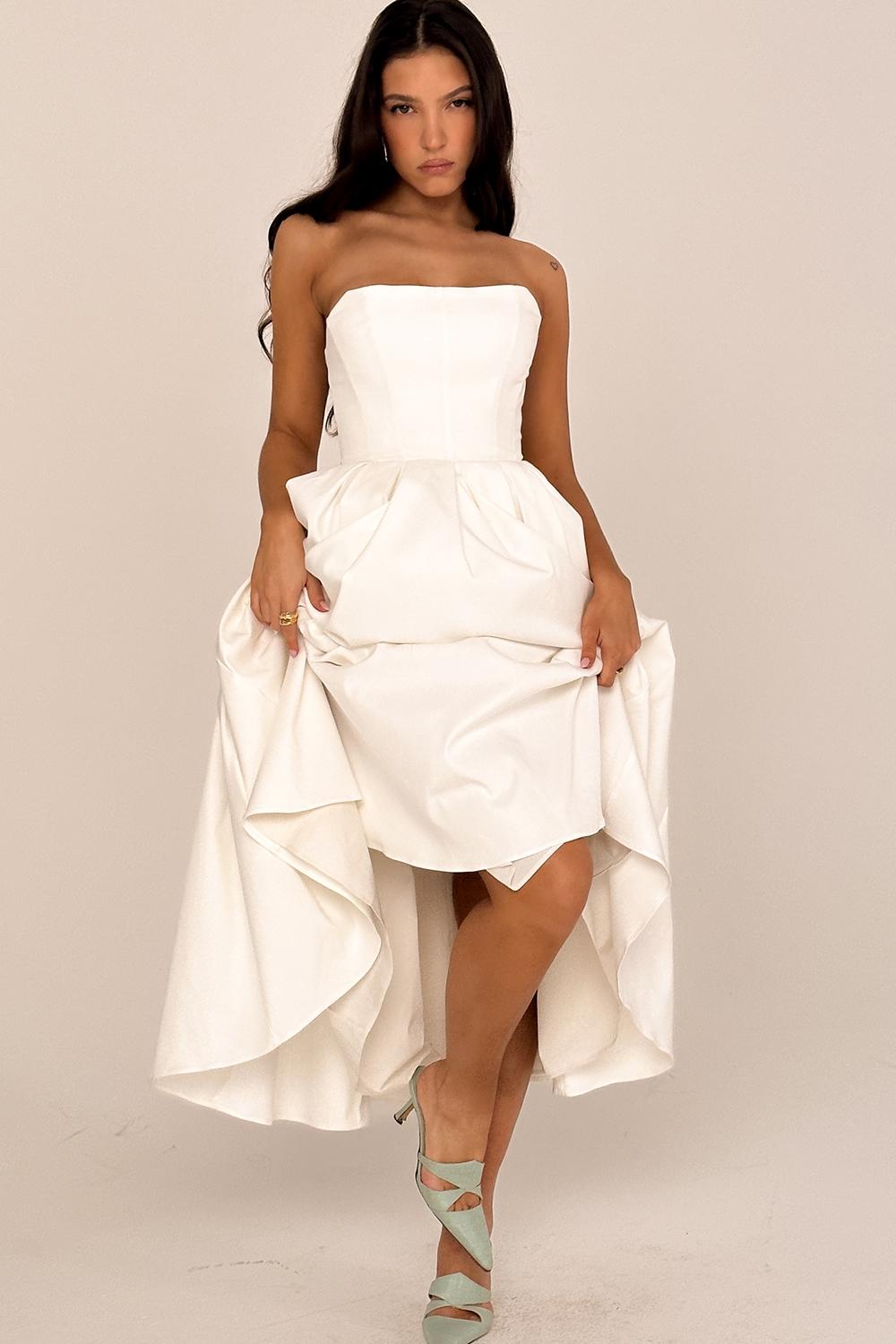 Audrey  white strapless midi sundress Product Image