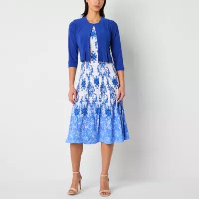 Danny & Nicole Womens Damask Midi Jacket Dress Product Image