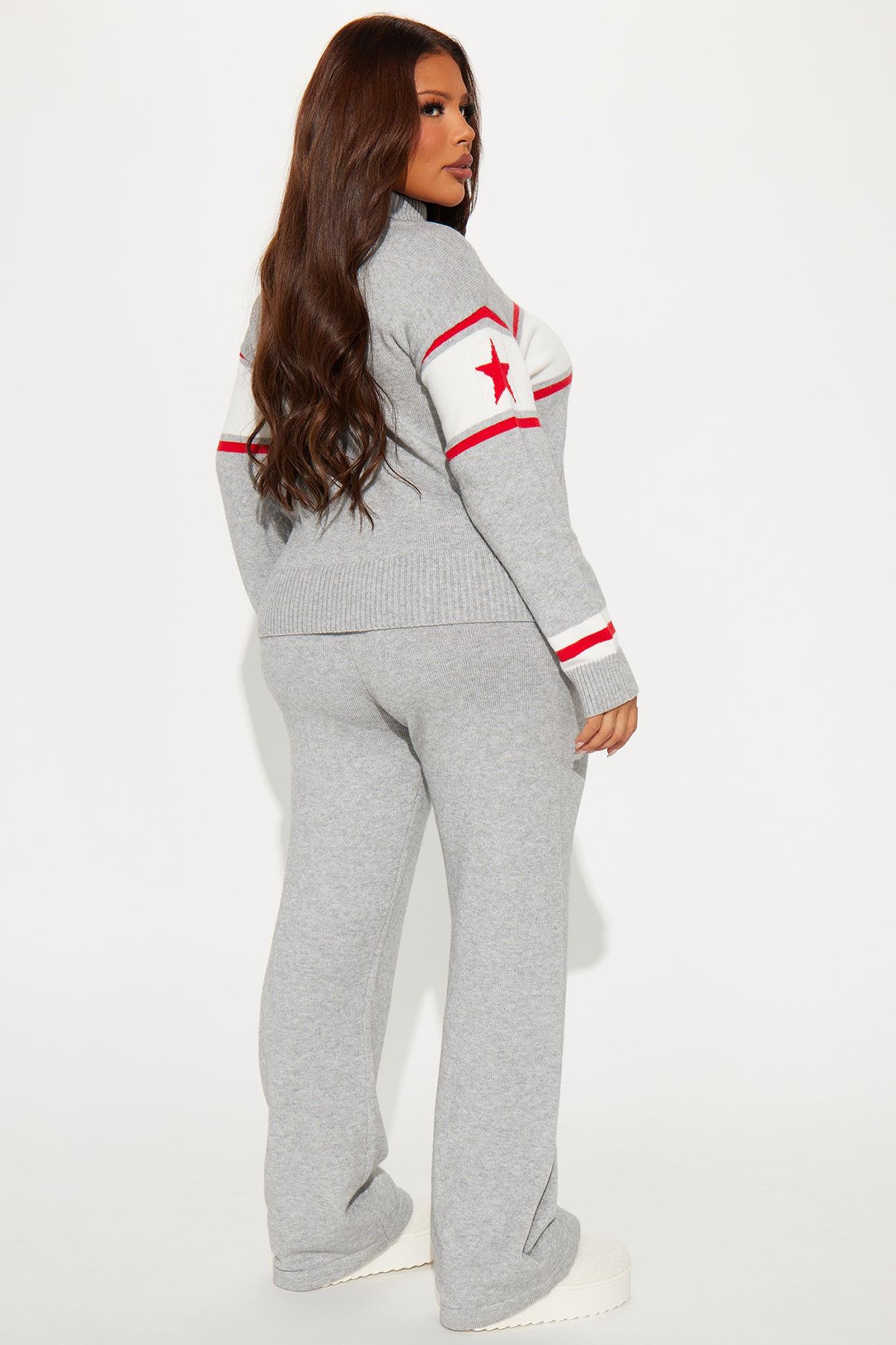 Ski Bunny Sweater Pant Set - Heather Grey Product Image