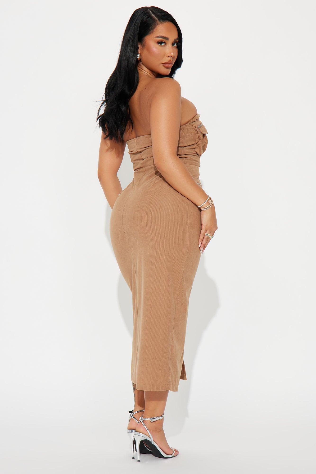 Keep It Real Cargo Maxi Dress - Taupe Product Image
