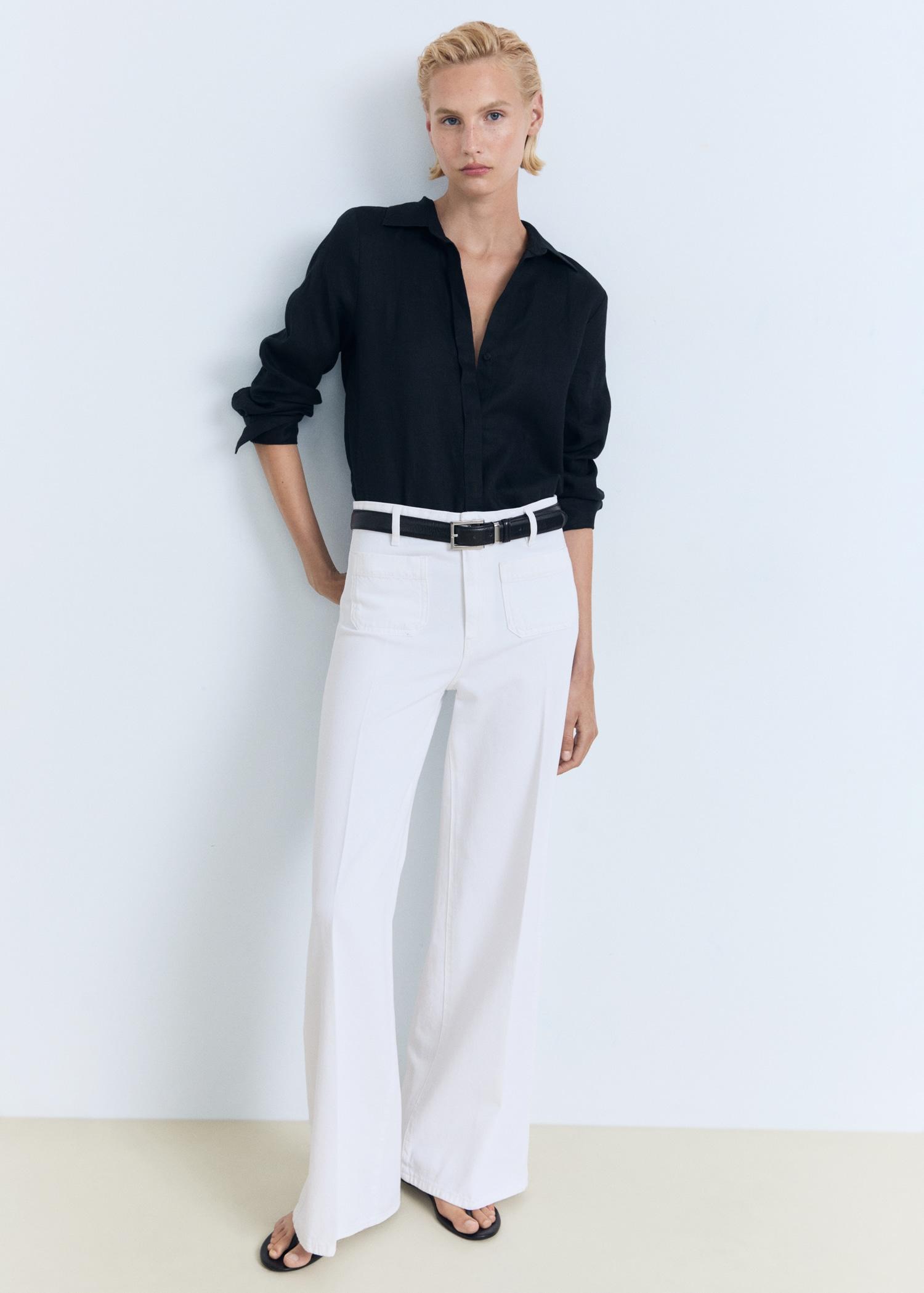 High-rise wideleg  jeans with pockets - Women | MANGO USA Product Image