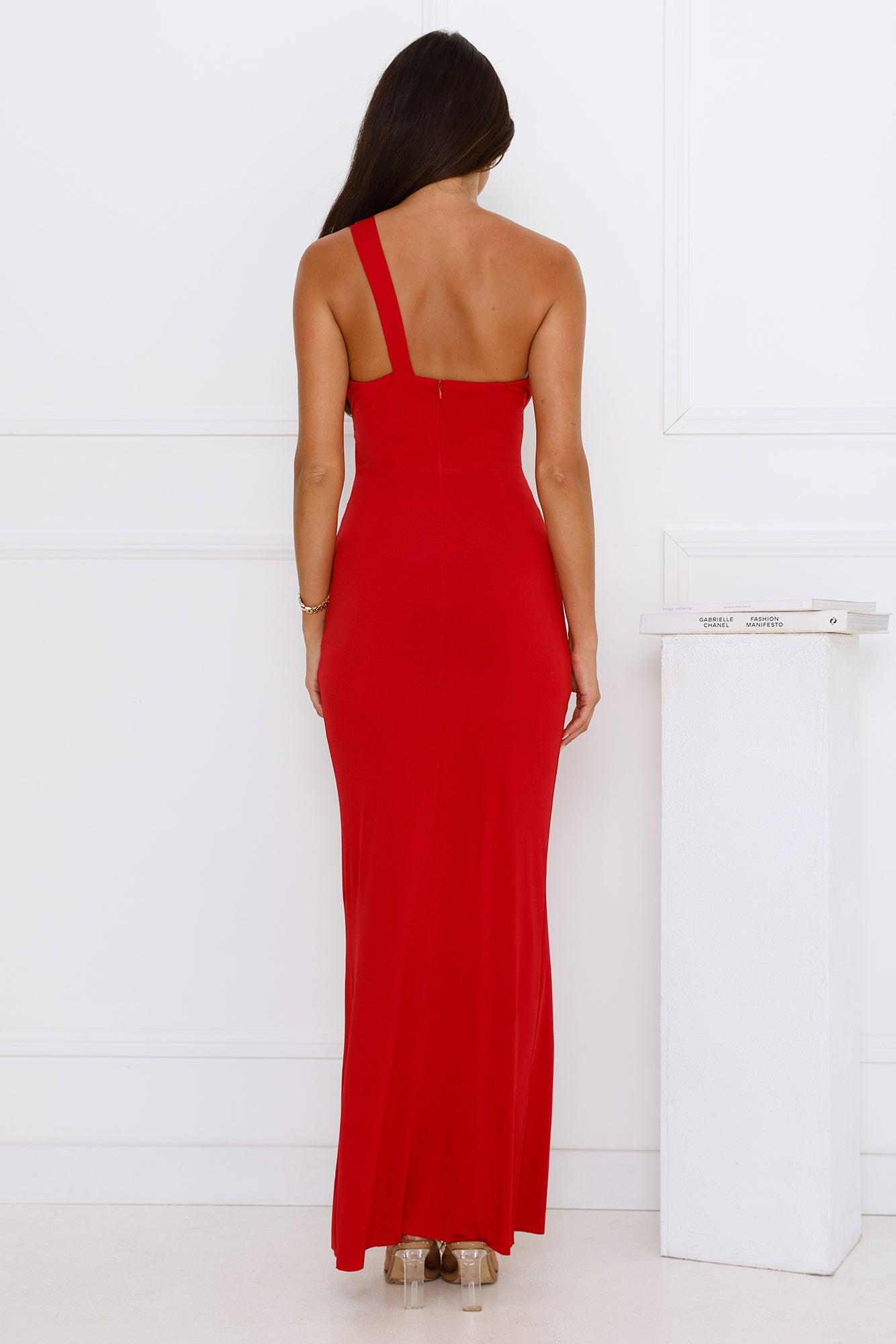 Beachside Fiesta One Shoulder Maxi Dress Red Product Image