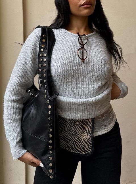 Abrams Rib Knit Crew Sweater Grey Marle Product Image