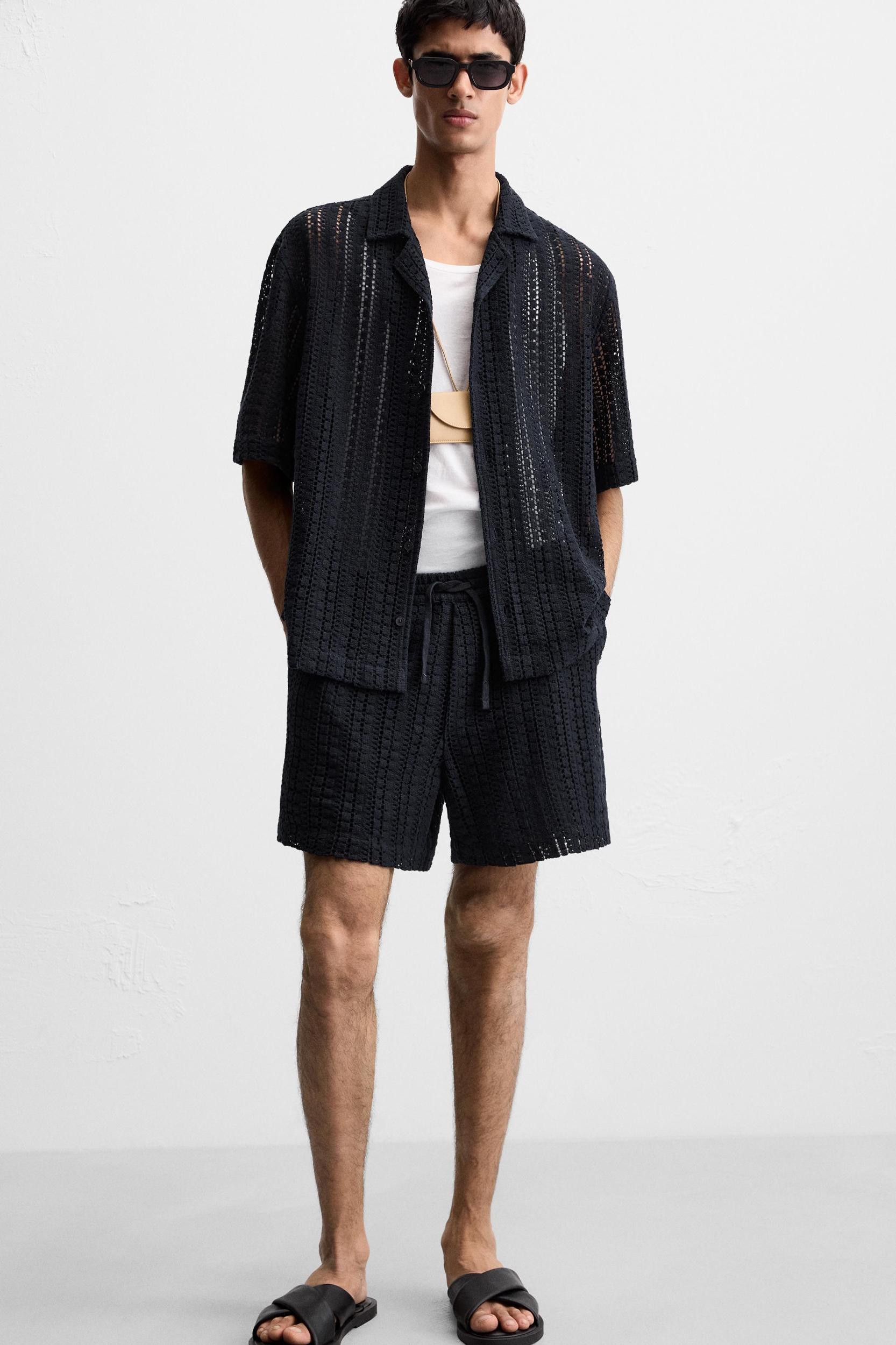 CROCHET TEXTURED SHORTS Product Image