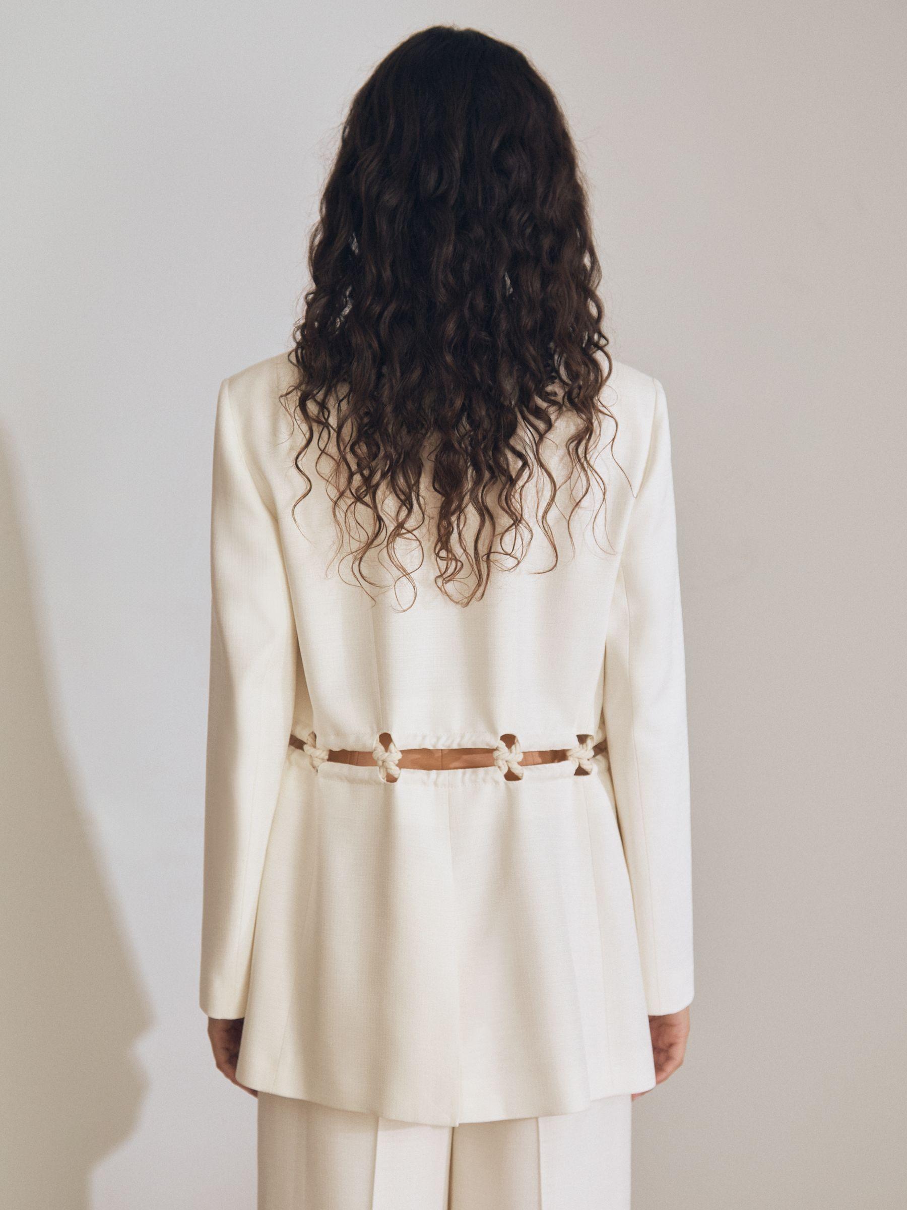 Atelier Rope-Detail Single-Breasted Blazer in White Product Image