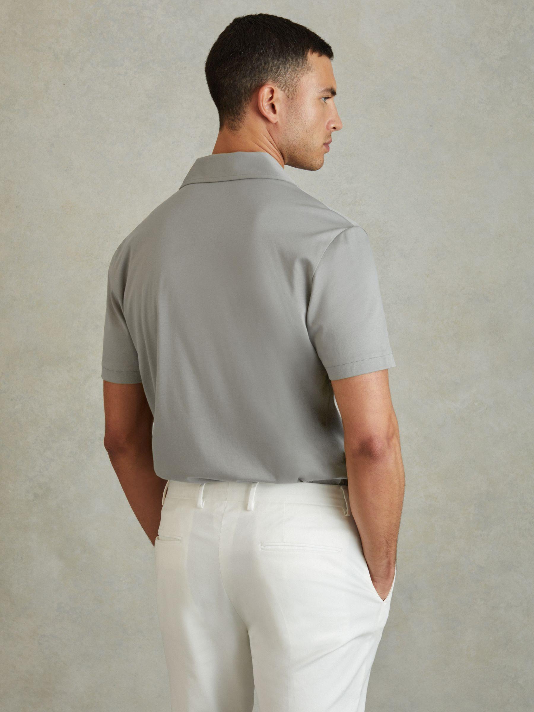 Mercerised Cotton Colourblock Cuban Collar Shirt in Sage Green Product Image