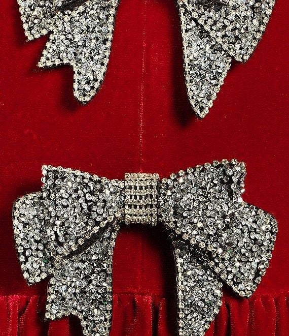 Sugarlips Glow Bow Velvet Crew Neck Long Sleeve Mini Dress Product Image